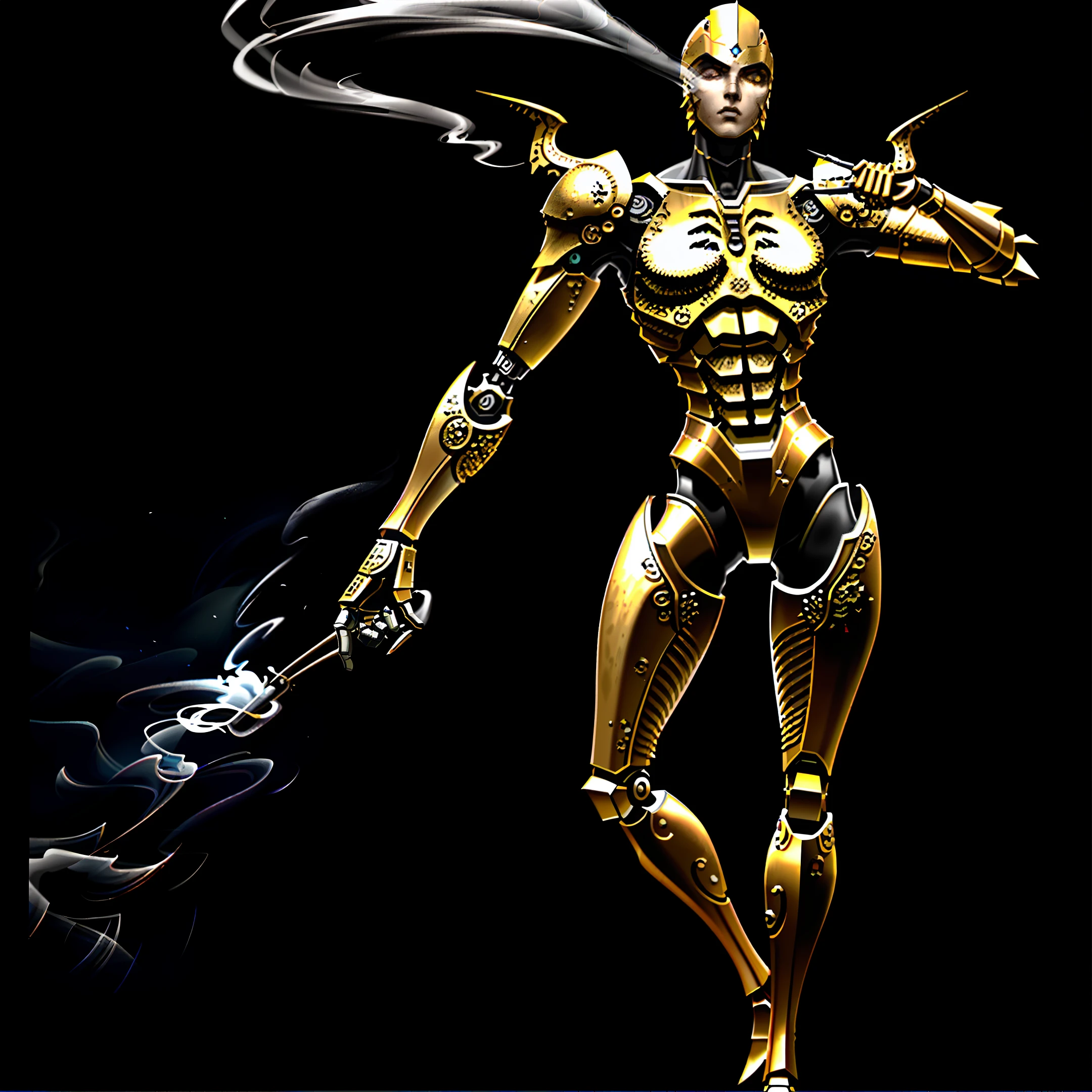 masterpiece, best quality, dynamic pose, wind,smoke,steam,made out of metal and stone, cyborg, steampunk style, hdr, ((intricate details, hyperdetailed)), dramatic shot,((close up)) detailed, digital painting, concept art, breathtaking, extremely detailed, establishing shot, hyperrealistic,solo, robot arm,high detail,masterpiece,(best illustration), (best shadow), absurdres, realistic lighting, (Smoke:1.2), (Action Pose:1.1),(Worn Out Look:1.1), cell shading, 8k , abrasions, cuts, wounds, stunning, highly detailed, bionic, shiny, polished, metallic, reflections, trending on Intricate, Sharp focus, dramatic, beautiful and detailed lighting and shadows, body inside metal,broken arm,human shape