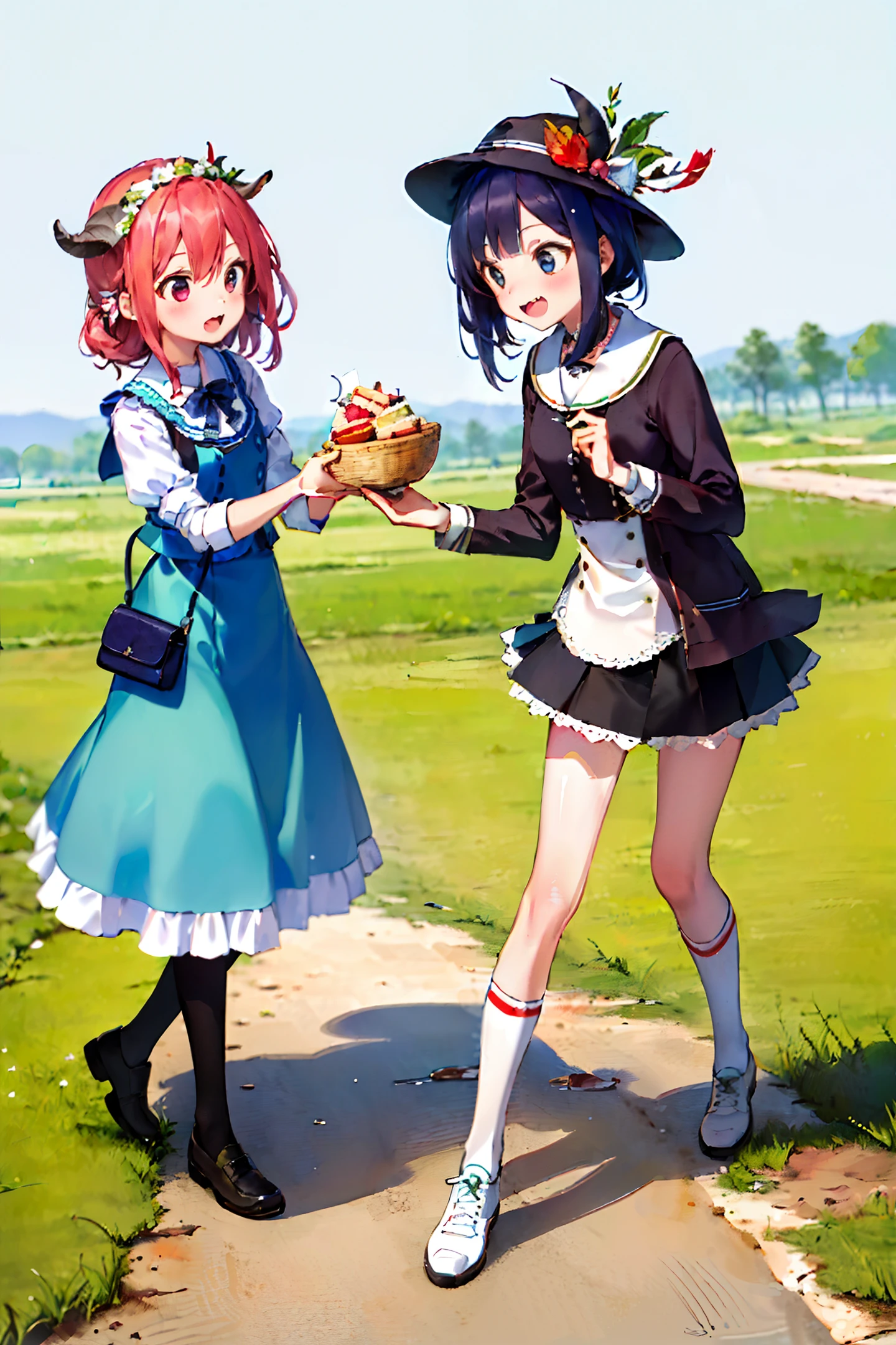 ((masterpiece,best quality.)),2girls, Mishan Dance,goats.subteen.calf cocking.cannibalism