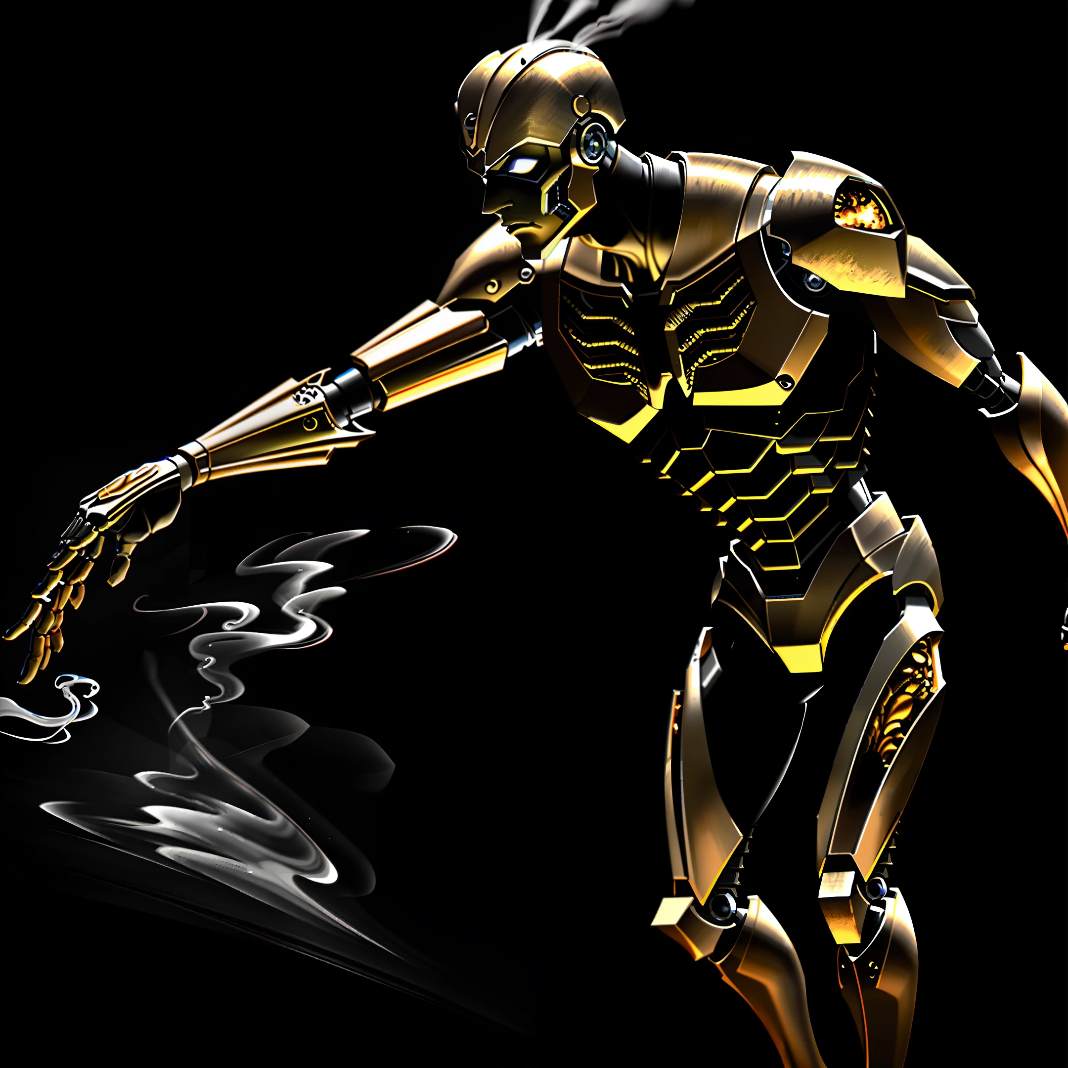 masterpiece, best quality, dynamic pose, wind,smoke,steam,made out of metal and stone, cyborg, steampunk style, hdr, ((intricate details, hyperdetailed)), dramatic shot,((close up)) detailed,  digital painting, concept art, breathtaking, extremely detailed, establishing shot,  hyperrealistic,solo,  robot arm,high detail,masterpiece,(best illustration),    (best shadow), absurdres, realistic lighting, (Smoke:1.2),   (Action Pose:1.1),(Worn Out Look:1.1), cell shading, 8k ,    abrasions, cuts, wounds, stunning, highly detailed, bionic,  shiny, polished, metallic, reflections,  trending on  Intricate, Sharp focus, dramatic, beautiful and detailed lighting and shadows, body inside metal,broken arm,human shape