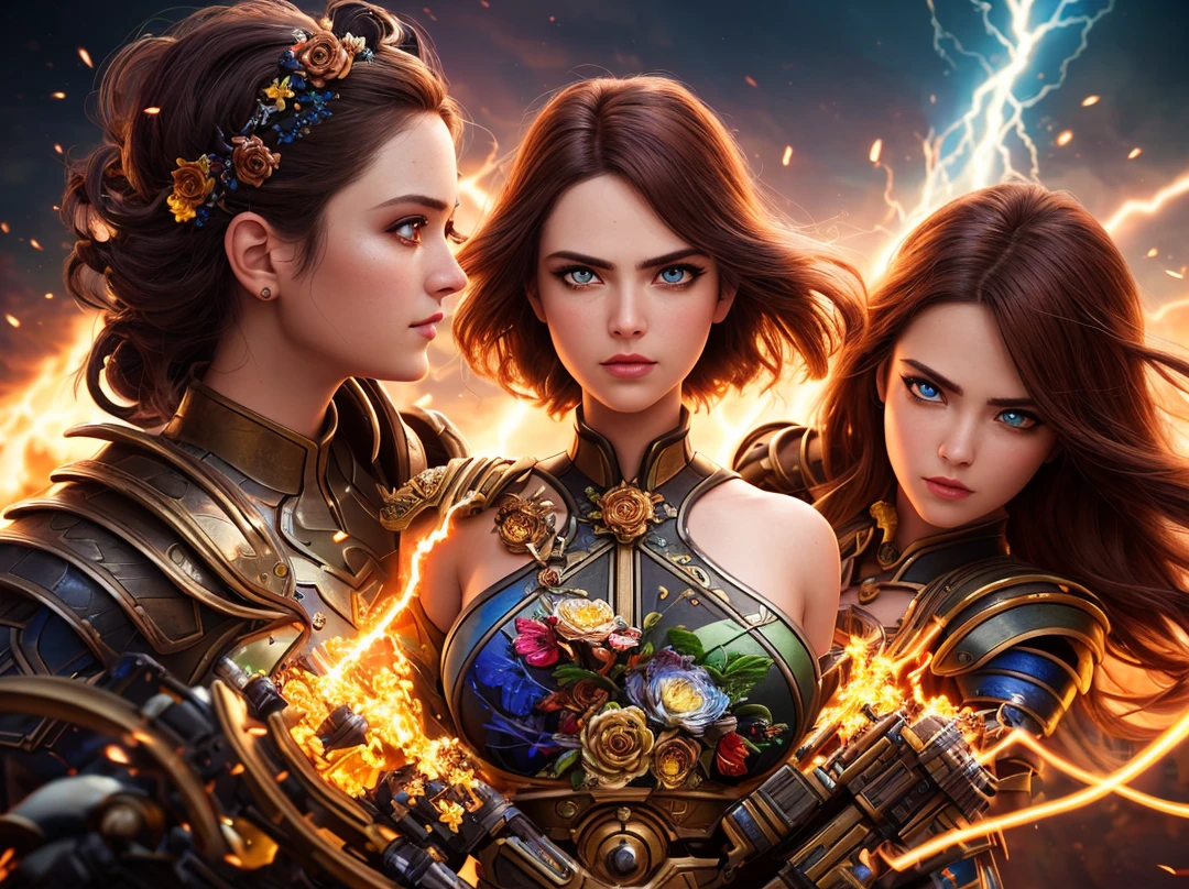 masterpiece, highest detail, best quality, ,magic battle of epic proportions, fire lightning ice sparkles glow flowers, dynamic lighting, deep focus, fantasy, scifi, cyberpunk, elegant, intricate,
(dreamlikeart style:0.8),( redshift style:1.1) ,(analog style:1.1), (glossy sexy bimbo:1.1),(studio_ghibli_anime_style:0.8), (detailed face and eyes:1.2), (detailed lips:1.2),(warm backlit lighting)++, (dark tone)++realistic, highly detailed, hasselblad, 45 degree, gigapixel