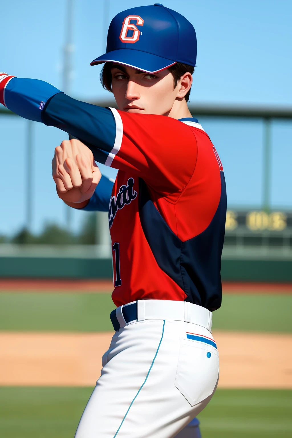 A batter character wearing a baseball uniform