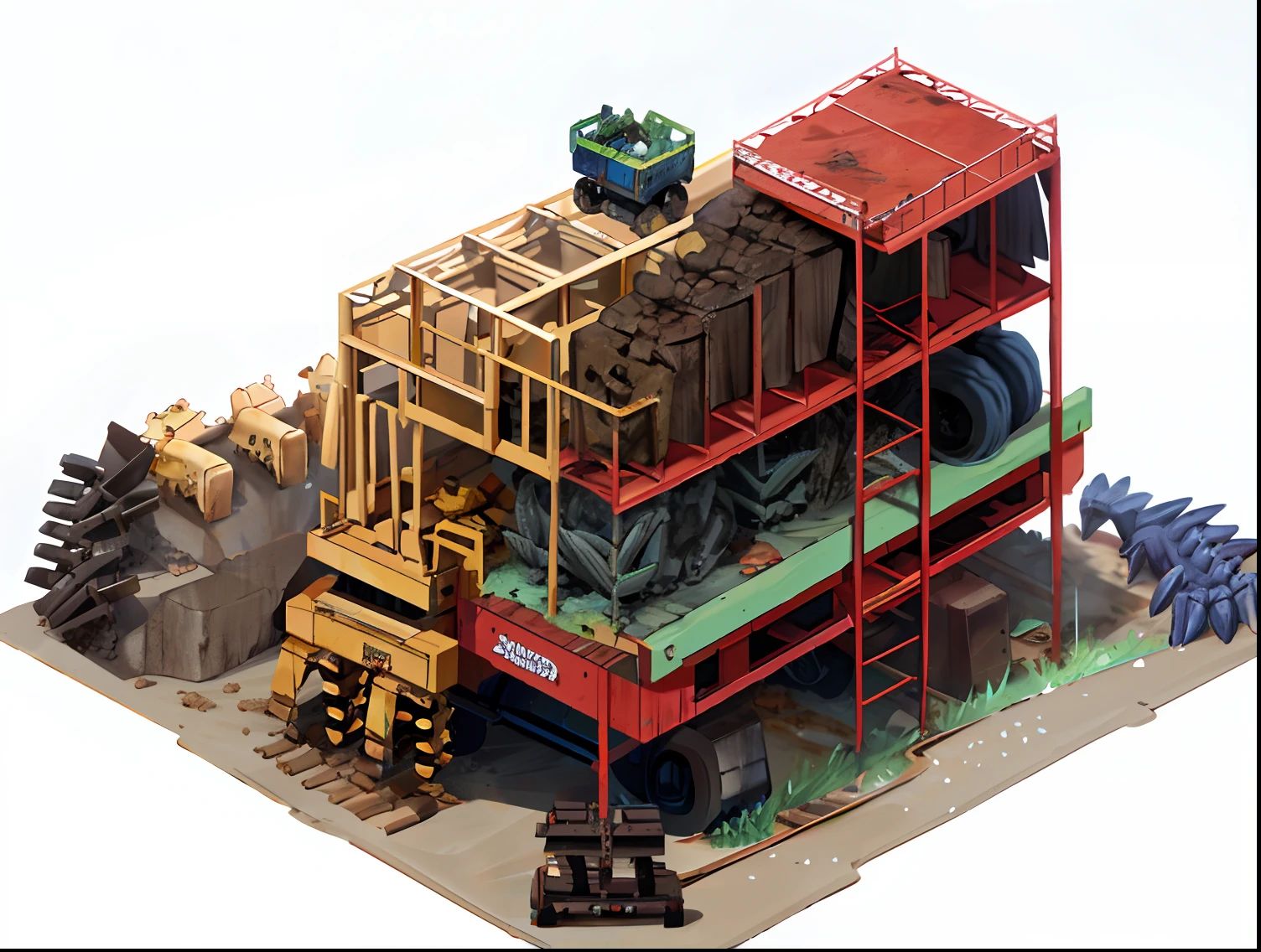 Mine, crawler, crawler, mine car, ore, mine, pit, crane, shelf,