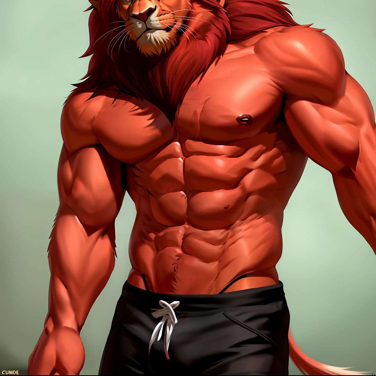 Handsome muscular lion Furry, red hair, muscular, handsome, (by chunie)