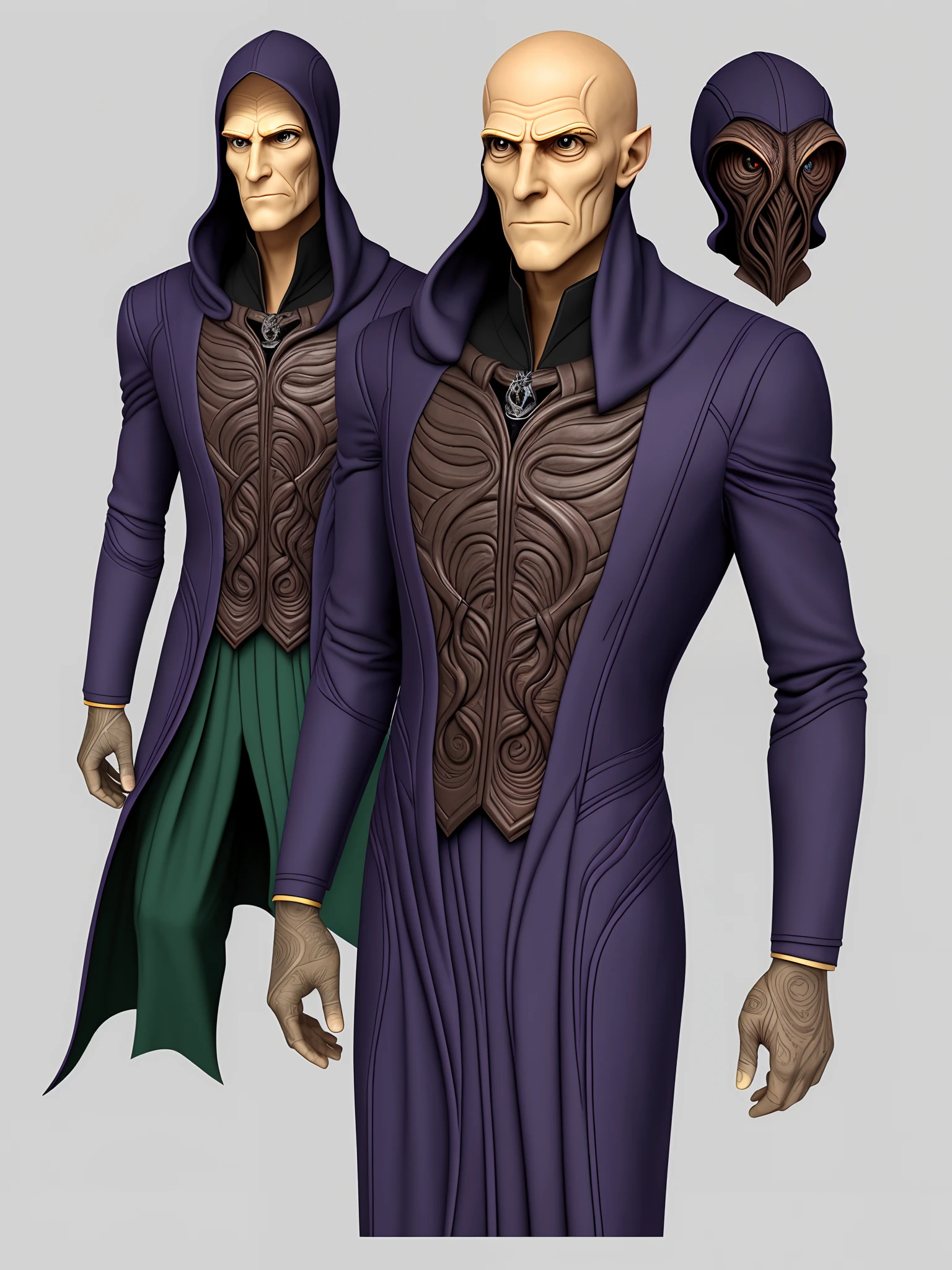 a male illithid, realistic ,dress code, suit,