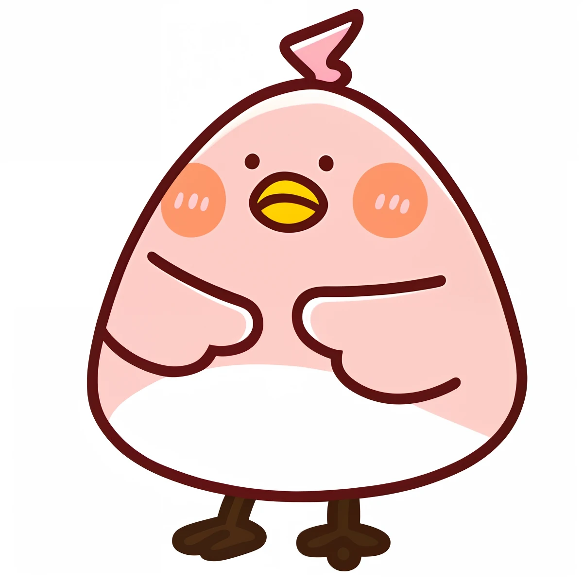 An ultra-cute and delicate little pink chicken with a unique PrintDesign style, featuring lightning-shaped feathers on its head.