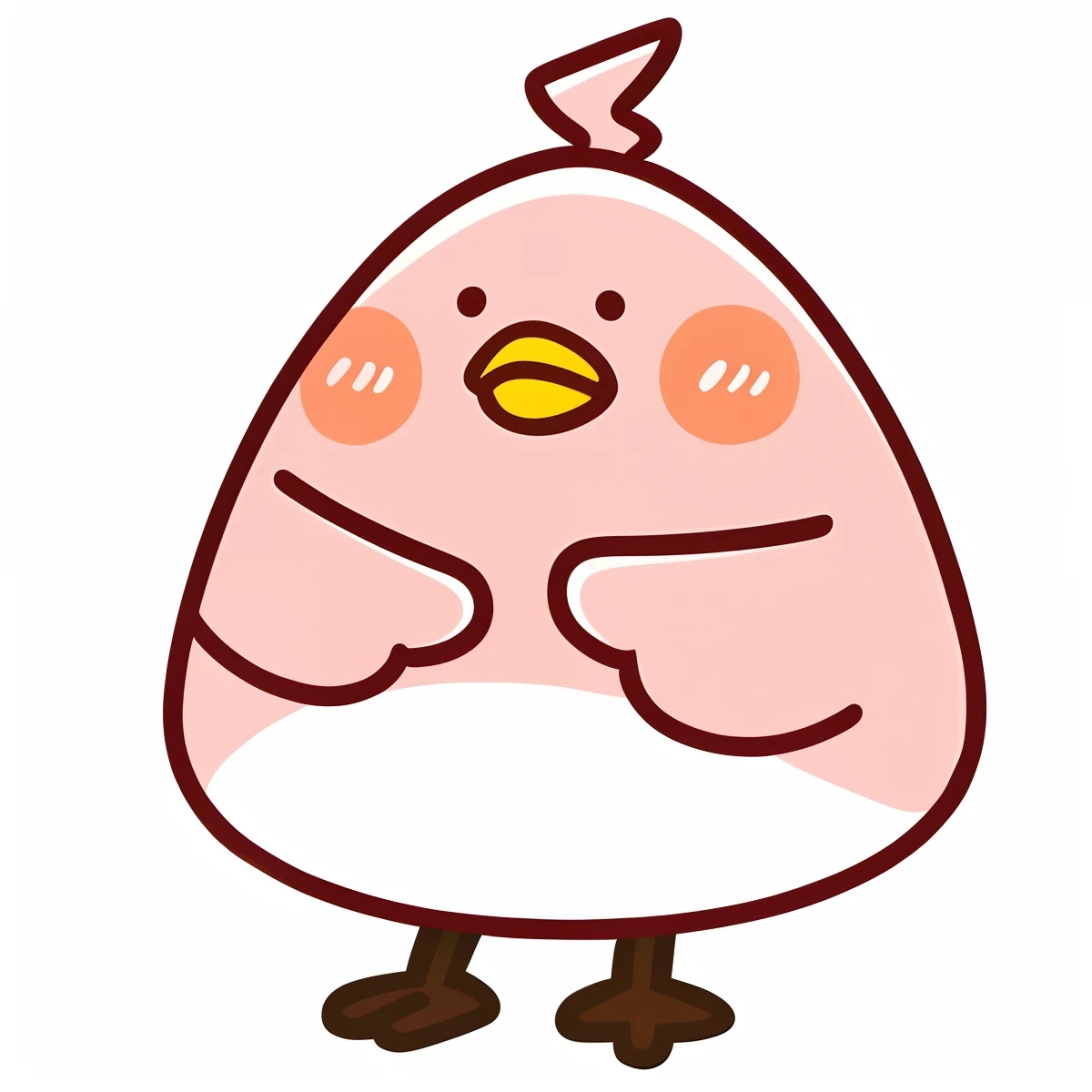 An ultra-cute and delicate little pink chicken with a unique PrintDesign style, featuring lightning-shaped feathers on its head.