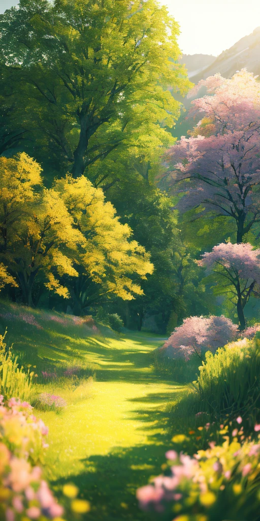 Masterpiece, best quality, high quality, highly detailed CG unity 8k wallpaper, textured landscape, trees and grass on the ground, summer colors, award winning photography, bokeh, depth of field, HDR, bloom, chromatic aberration , photorealistic, highly detailed, trending on artstation, trending on CGsociety, intricate, high detail, dramatic, midjourney art