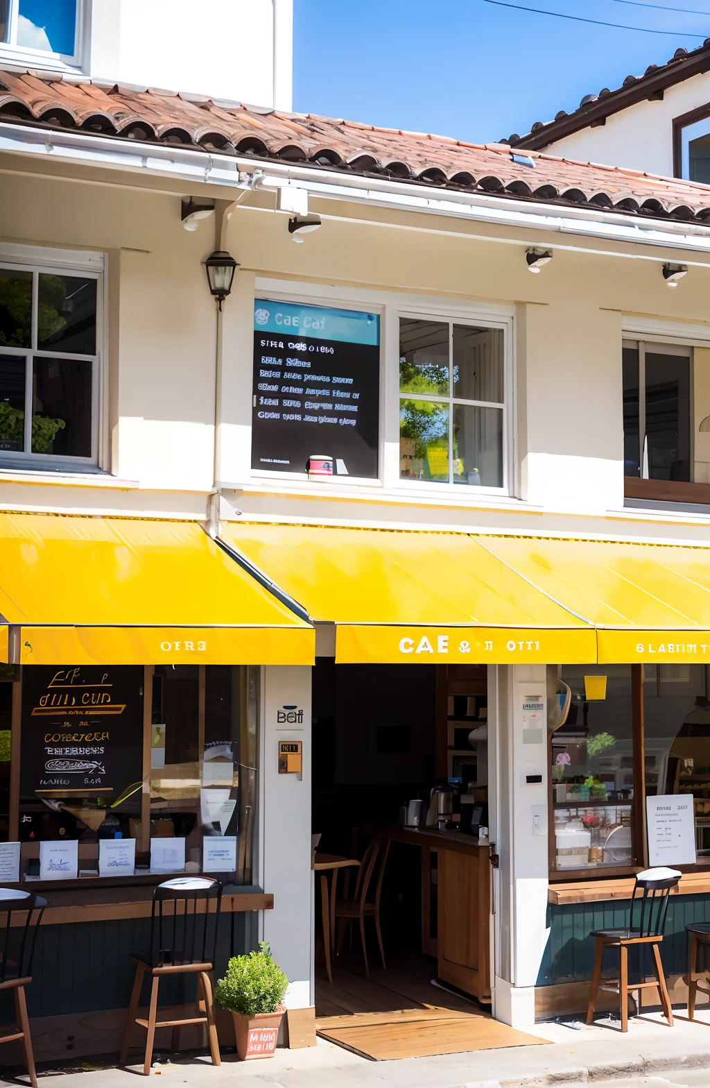 Cafe with fine coffee and refreshments on a sunny day