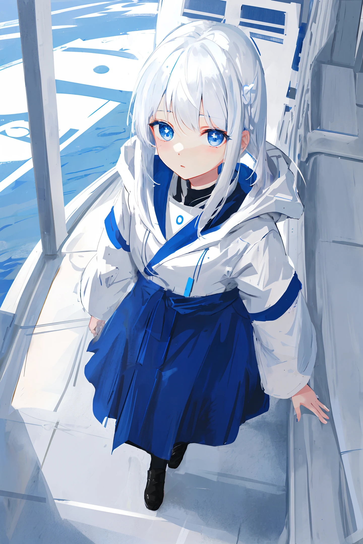 white hair, girl, avatar, blue eyes