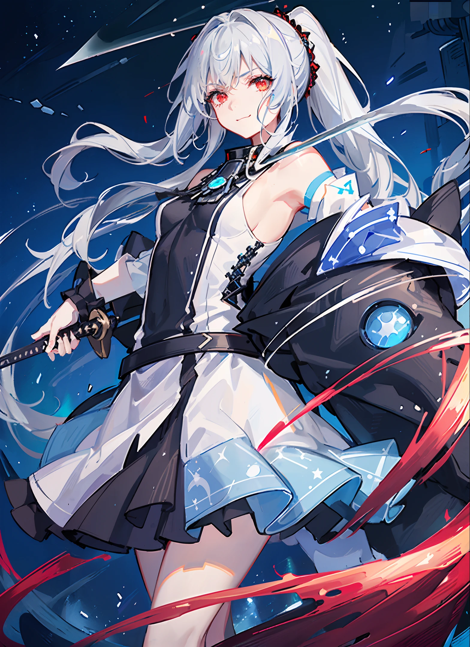 [[delicate fingers and hands:0.55]::0.85], (:cyan:0.6):1.12222}},{(:blue:0.9):1.11111},{(red::0.3):1.13333}, (beautiful detailed eyes),(Agirl+Bgirl:1.3),(2girl:1.3),[(confrontation split screen theme)::0.1],(face to face:1.4),(Standoff:1.3),(Cowboy shot:1.3), (left side),(AGirl_wear_black Energy dress),(Plush:1.2),,Energy Wide sleeves (she_with_(white:1.4)_hair:1.1),High Ponytail, (she_with_(Glowing_eyes:0.8),(green eyes)) (she_have _(wicked:1.2),(Anger:1.2) (she holding (blue Galaxy embedded in the Heavy Sword:1.3),(Hilt in the shape of a blue star) ,(right-side),(BGirl_wear_white shirt),(Plush:1.2),,Energy Wide sleeves (she_with_black:1.4)_hair:1.1), (long hair:1.2) (she_with_(Glowing_eyes:0.8),(red eyes)) (she_have _(wicked:1.2),),evil smile (she carry (Scarlet Galaxy embedded in the Heavy Sword:1.3),(Hilt in the shape of a sun)