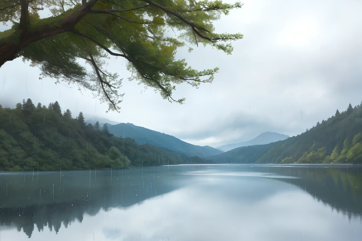 raindrops on the lake