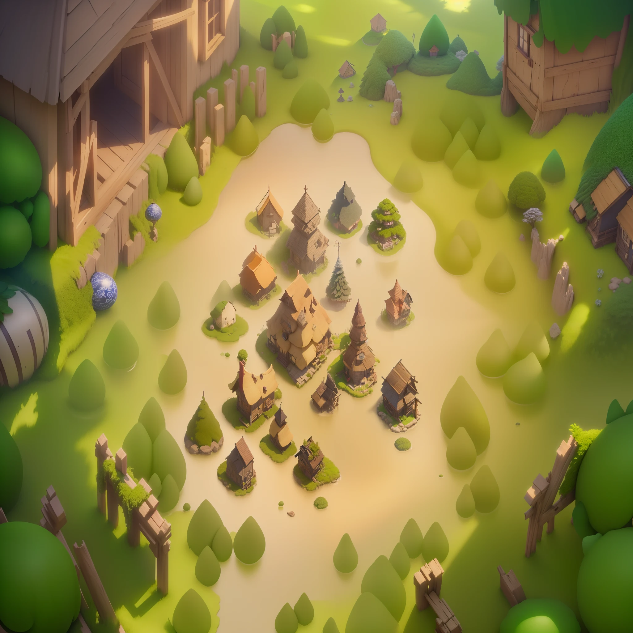 Masterpiece, best quality, (very detailed CG unity 8k wallpaper), (best quality), (best illustration), (best shadows), round turnip hut covered with moss, isometric 3D , octane rendering, ray tracing, highly detailed