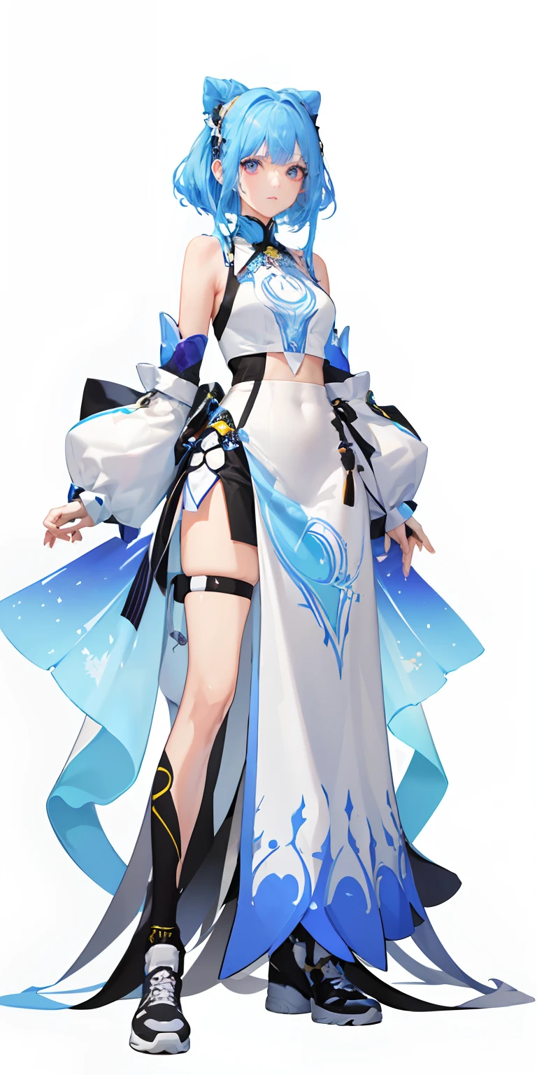 裸露双臂，(真实感:1.4), (masterpiece, sidelighting, finely detailed beautiful eyes: 1.2), masterpiece*portrait, realistic, 3d face, glowing eyes, shiny hair, loss skin, solo, embarrassed, 黑色内衣，金发,(Shoulders: 1.9), long hair, pure white background, croptop, Kpop idol, short-sleeved T-shirt, hip-hop pants, colorful, 1 woman wearing a colorful PVC tank top ((movie interference)), full body, wearing sneakers, beautiful eyes , shine, accessories, portrait, game original painting, c4d, blender, pretty face, black bottom, 1 piece of women&#39;s clothing ((color laser transparent PVC material)) coat shoes, film interference, whole body, beautiful eyes, luse, accessories, portrait, Game Art, Character Concept Design, Beauty, White Background, Masterpiece, Top Quality, High Quality, High Resolution
