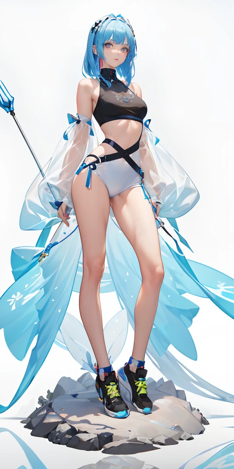 裸露双臂,(真实感:1.4), (masterpiece, sidelighting, finely detailed beautiful eyes: 1.2), masterpiece*portrait, realistic, 3d face, glowing eyes, shiny hair, loss skin, solo, embarrassed, 黑色内衣,金发,(Shoulders: 1.9), long hair, pure white background, croptop, Kpop idol, short-sleeved T-shirt, hip-hop pants, colorful, 1 woman wearing a colorful PVC tank top ((movie interference)), full body, wearing sneakers, beautiful eyes , shine, accessories, portrait, game original painting, c4d, blender, pretty face, black bottom, 1 piece of women's clothing ((color laser transparent PVC material)) coat shoes, film interference, whole body, beautiful eyes, luse, accessories, portrait, Game Art, Character Concept Design, Beauty, White Background, Masterpiece, Top Quality, High Quality, High Resolution