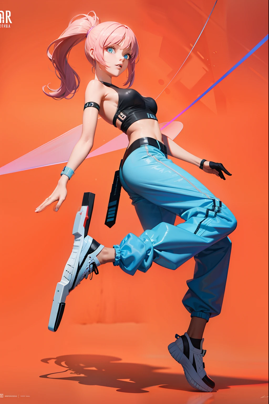Bare Arms, (Shoulders: 1.9), Long Straight Hair, Pure White Background, Croptop, Kpop Idol, Short Sleeve T-Shirt, Hip Hop Pants, Colorful, 1 Female Wearing Colorful PVC Tank Top ((Movie Interference)), Full Body, Wearing Sports Shoes, beautiful eyes, shine, accessories, portrait, game original painting, c4d, blender, pretty face, black bottom, 1 piece of women&#39;s clothing ((color laser transparent PVC material)) coat shoes, film interference, overall body, beautiful eyes, luse , Accessories, Portraits, Game Art, Character Concept Design, Beauty, White Background, Masterpiece, Top Quality, High Quality, High Resolution {Beautiful Detailed Eyes: 1.4}, (Ultra Intricate Fine Details), (Very Delicate Beauty: 1.2), (exquisite, beautiful and lovely face: 1.3), glowing eyes, shiny hair, shiny skin,