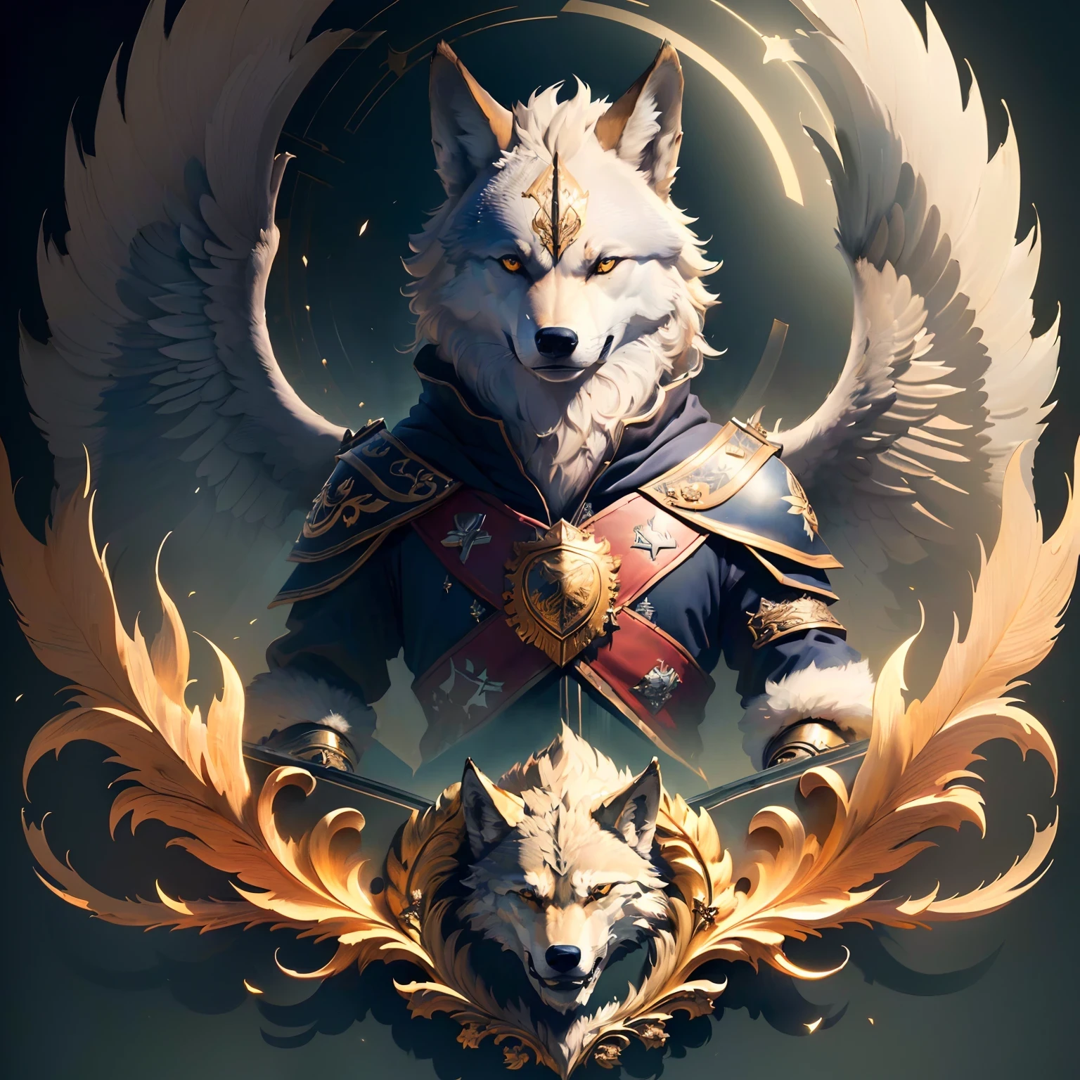 Masterpiece, best quality, ((finely detailed wolf)), (very detailed CG unity 8k wallpaper), Ed Blinkey, Atey Ghailan, professional majestic painting by Studio Ghibli, Jeremy Mann, Greg Manchess, Antonio Moro , Trending on ArtStation, Midjourney and greg rutkowski Trending on CGSociety, Intricate, High Detail, Sharp, Dramatic, Realistic Painting Art