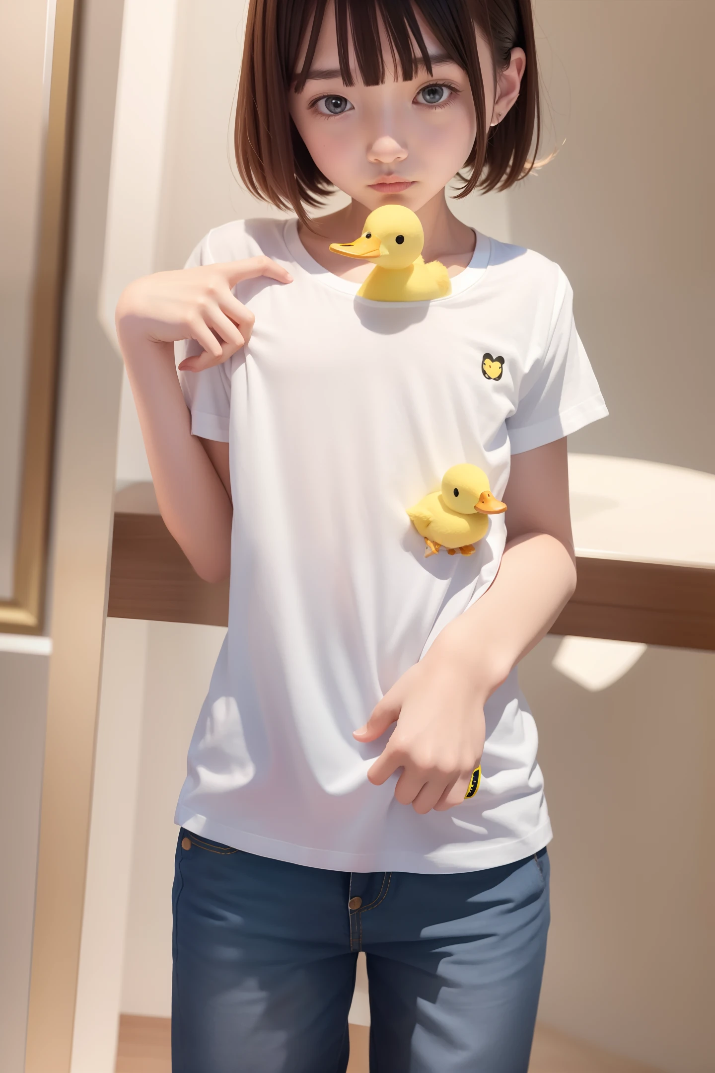 T-shirt, white, little yellow duck