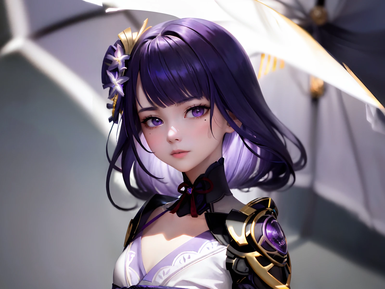 Masterpiece, Exquisite Color Touch: 1.2), High Contrast, (Illustration: 1.2), 1girl, Solo, (Raiden General: 1.4), Purple Hair, Purple Eyes, Bangs, Braids, Braided Ponytail, Chest, Hair Accessories, Japanese Clothes , Kimono, obi, red obi, (detailed background: 1.4), (torii), volumetric lighting, super detailed, beautiful, small detail, super detailed, best quality, complex, sharp, detailed, realism, intricate, 4k , 8k, trending on artstation, good anatomy, beautiful lighting, award winning, high resolution, (unity, 8k wallpaper: 1.1), beautiful face, highly detailed face, shrunken, vibrant colors, vibrant colors , (luminescence: 1.4)