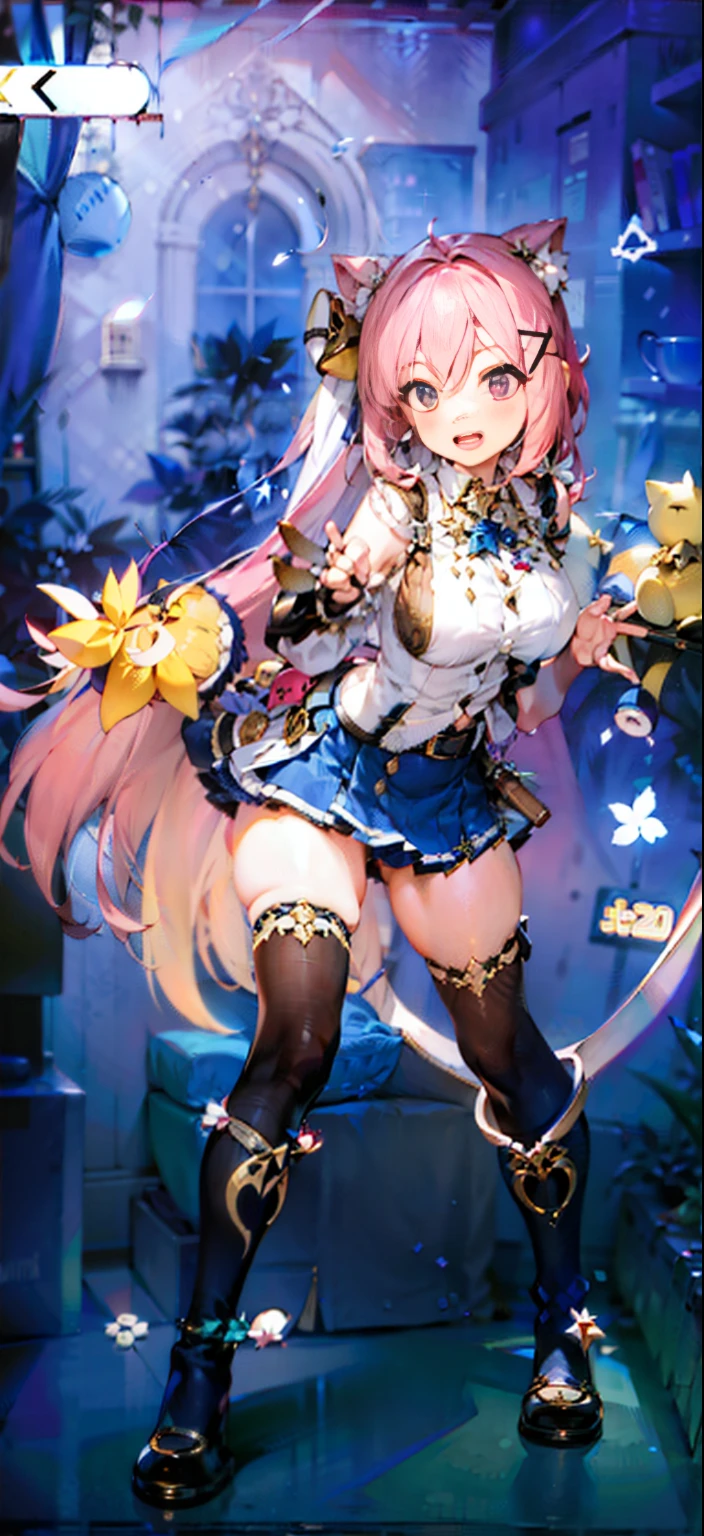 Masterpiece, Extreme, (3girls), Fairy, Big Tits, (Mature Women), Multiplayer), Tight Shirt, Button Up Shirt, Big Tits, Bra, (Pillow Fight:1.3), Panties, Standing