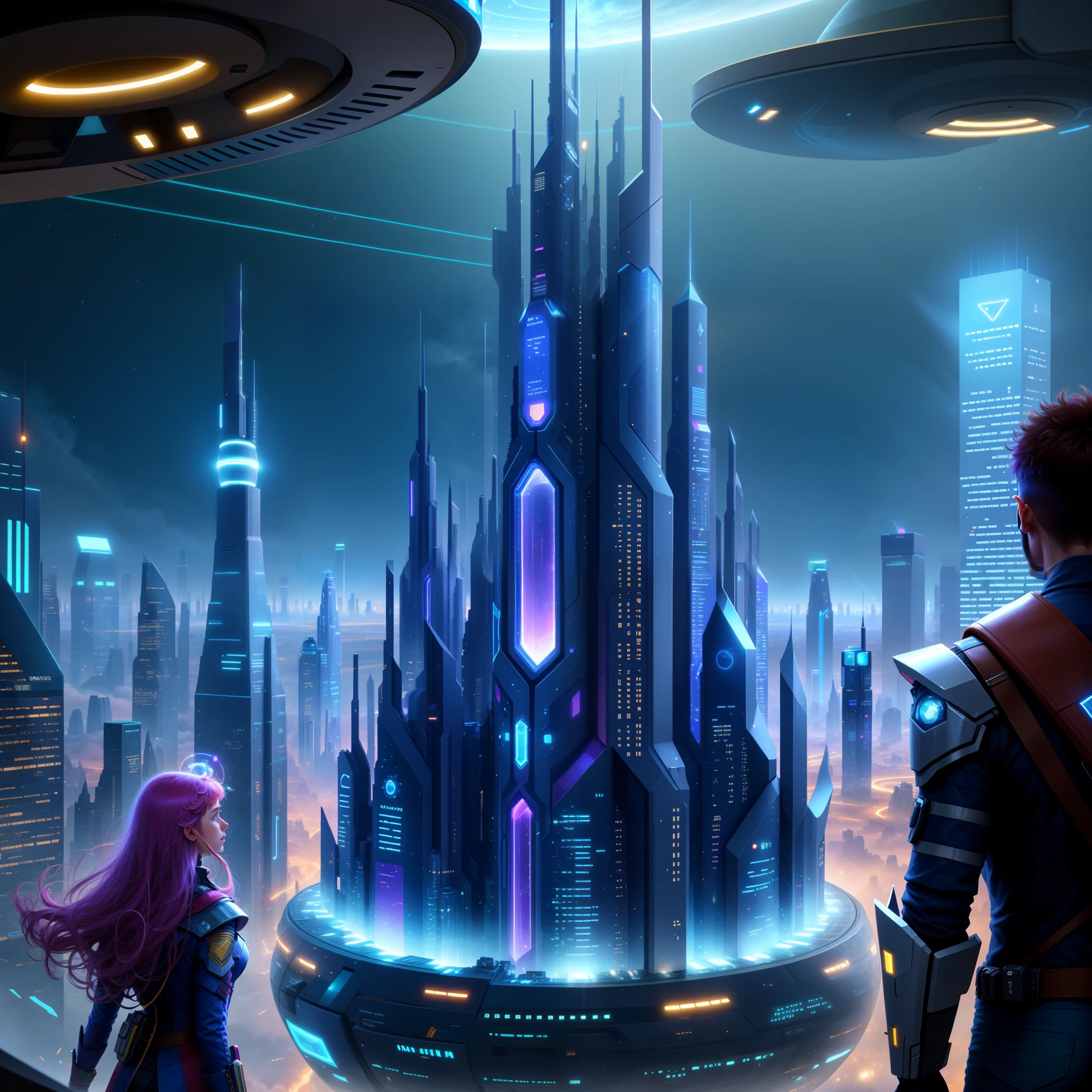Future city, universe, technology, magic, reality,