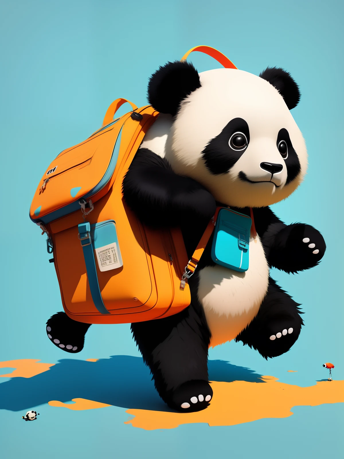 Cute giant panda with school bag 3d rendering Pixar style model by Hiroaki Takahashi art Super perfect compositing 3d liquid detail fluid acrylic by Greg Tocchini, James Gilleard, Joe Fenton Kaethe, Butcher Bosch, Dan Mumford, Kandinsky Art style [collage] [splash] [Stripe] [Crop] [Crop]