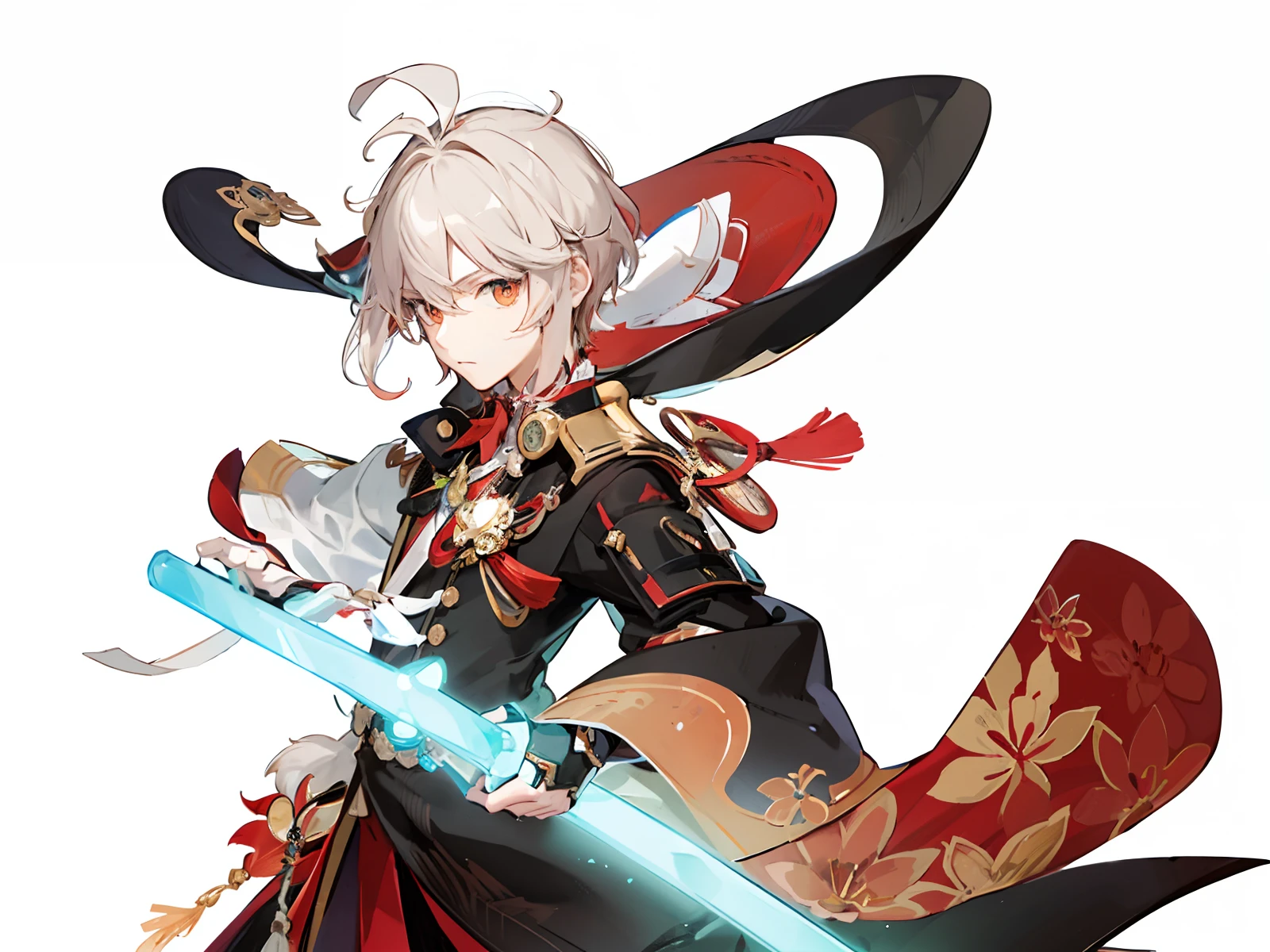 (Masterpiece, Meticulous Eyes: 1.2), super detailed, illustration, boy, (Maedehara Manyo), has a red hair