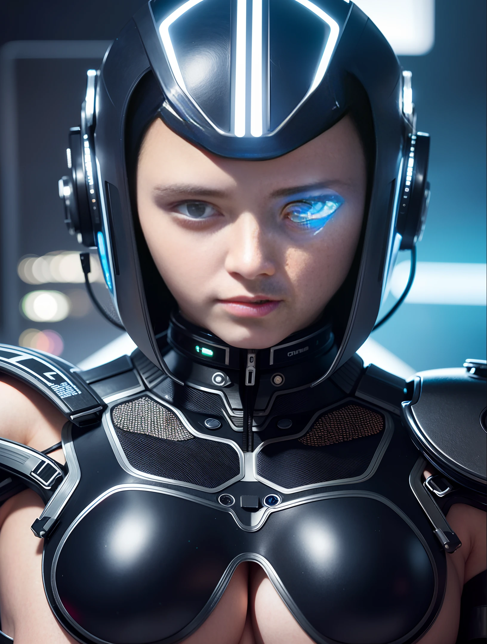 Android-Woman, android-eyes, cyberpunk, intricate details, photorealism, 8k uhd, dslr, soft light, high quality, details, muscle lines, body