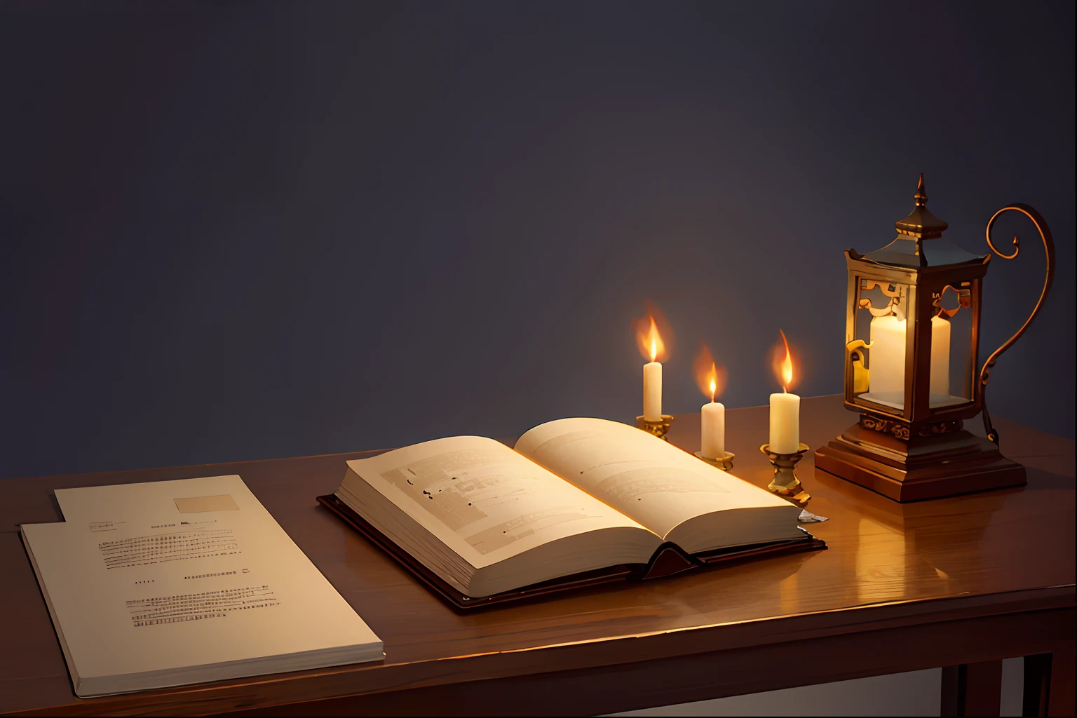 (Masterwork, Gongbi: 1.2), super detailed, illustration, a desk with books on it