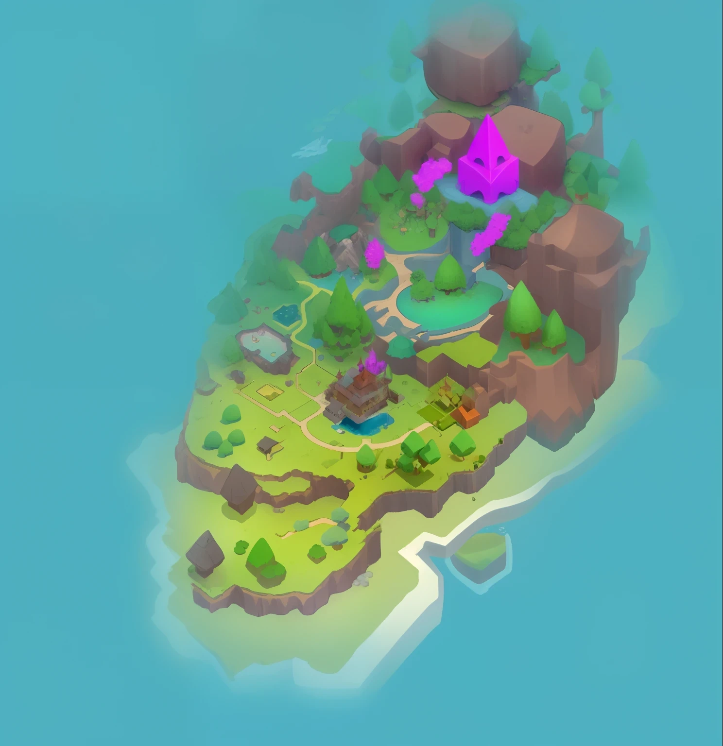 1. a cartoon style illustration of a small island with a purple castle, isometric 3d fantasy island, isometric map, an isometric fantasy map, isometric view. game rpg, isometric island in the sky, isometric game asset, isometric 3d fantasy, isometric 3d fantasy turtle, stylized game art, stylized as a 3d render.
2. a cartoon style illustration of a small island with a purple castle, a low poly render by Seb McKinnon, trending on polycount, conceptual art, isometric 3d fantasy island, isometric map, an isometric fantasy map, isometric view. game rpg, isometric island in the sky, isometric game asset, isometric 3d fantasy.