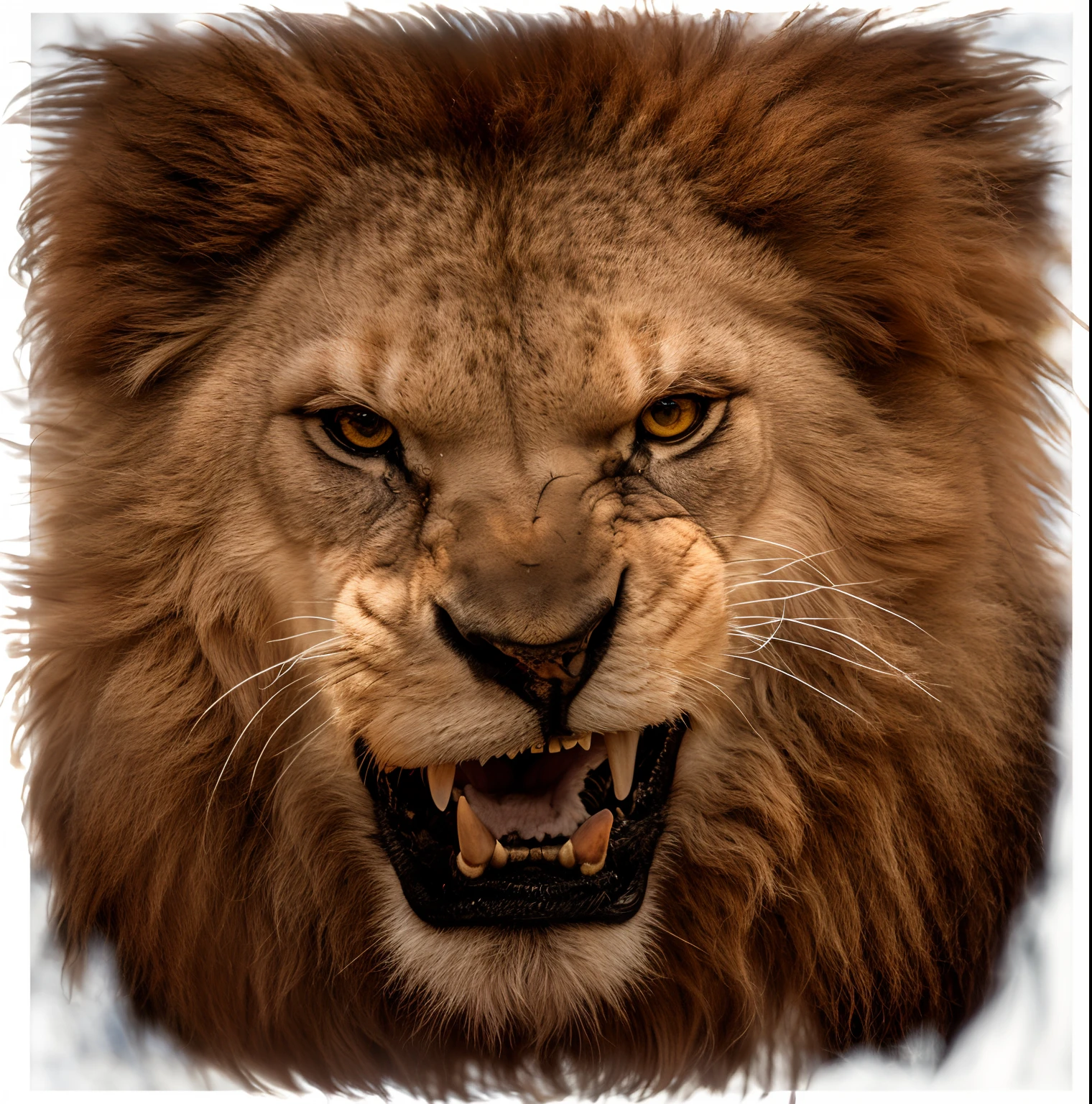 8k, roaring lion head, super detail, fine fur, dramatic lighting, tusks, depth of field
