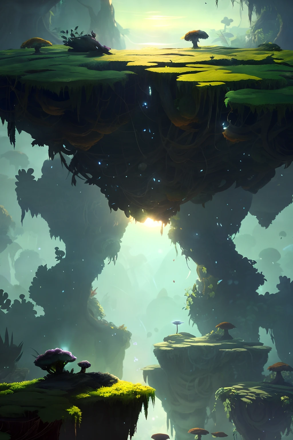 there is a man standing in the dark with a flashlight, ori and the blind forest, ori and the blind, ori and the will of the wisps, video game screenshot, ori, glowing blue mushrooms in mire, playable trailer, gameplay footage, video game screenshot>, gameplay video, beautiful and cinematic lighting, video game still, gameplay still, remaster.