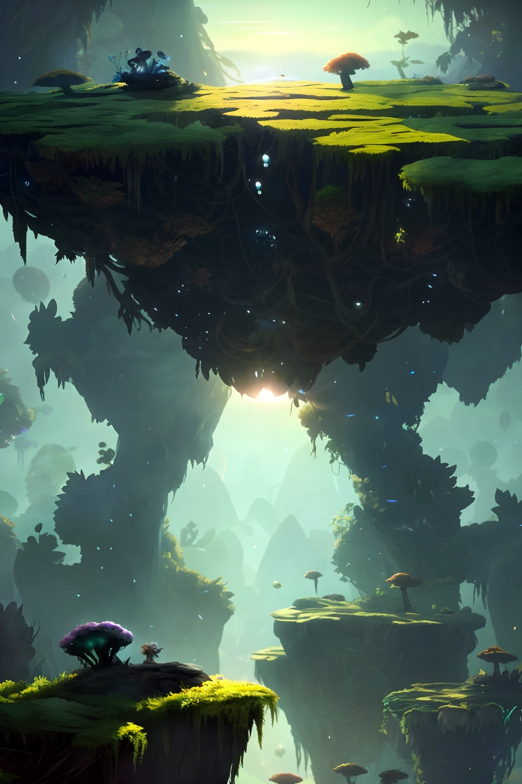 there is a man standing in the dark with a flashlight, ori and the blind forest, ori and the blind, ori and the will of the wisps, video game screenshot, ori, glowing blue mushrooms in mire, playable trailer, gameplay footage, video game screenshot>, gameplay video, beautiful and cinematic lighting, video game still, gameplay still, remaster.