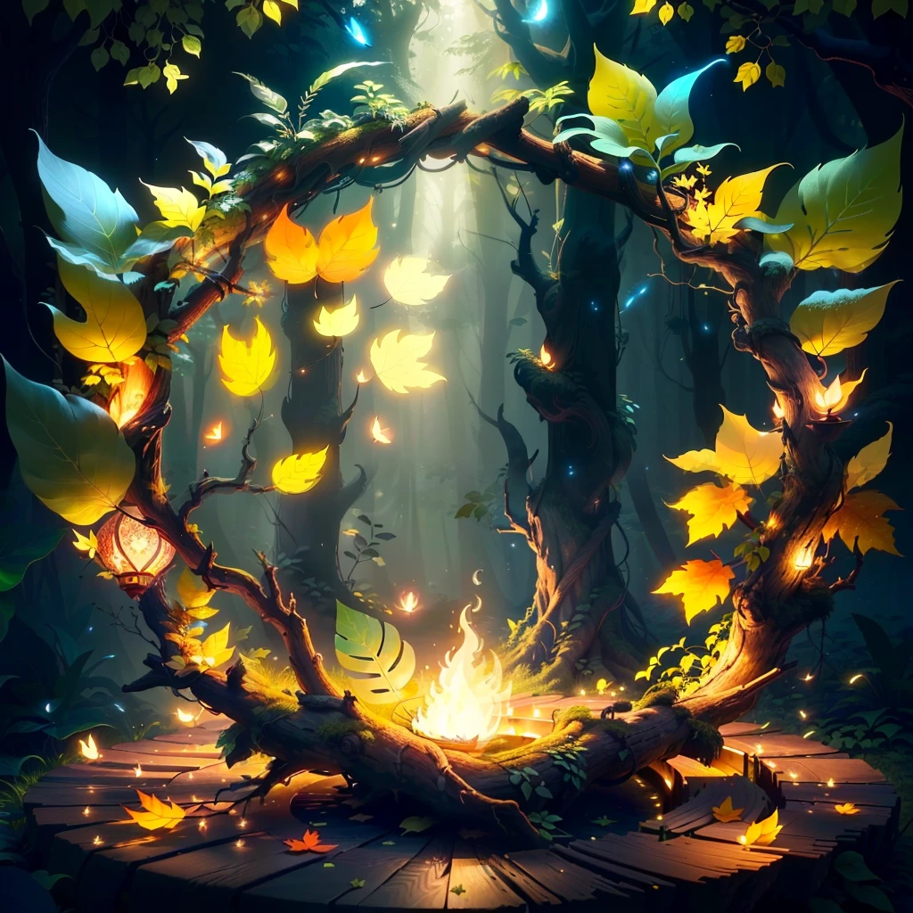 Masterpiece, Best Quality, (Blank Middle Background), (Blank Middle Border), (Very Detailed CG unity 8k Wallpaper), (Best Quality), (Best Illustration), (Best Shadow), (Round Border design) forest theme and nature element. The avatar frame is designed as a circle, and the avatar frame is surrounded by very dense leaves and branches, with fireflies and glowing particle effects, (natural elements), (jungle theme), (round), (luxury leaves), (twigs) , (firefly), (leaf), (glow), (particle effect). , isometric, ray traced, super detailed