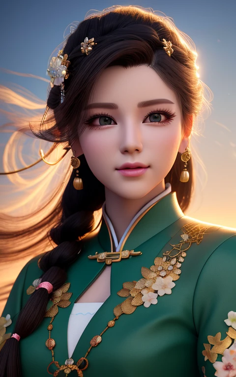 Exquisite facial features,full, Cute girl dancing, Full body 3D art, Big eyes, Black shawl hair, Wear a beautiful hairpin, Dressed in gorgeous Chinese Hanfu, Hanfu has embroidery on it, A fluttering ribbon, Whole body, Fantasy art, A pink background, The expressions and movements are very rich, Cute animations, Epic light and shadow, Natural light, Fairy tale lighting, A soft background, Oc rendering, Clay style, pop mart, Cute trendy toy, The color matching of advanced sense, Super HD, Depth of field, 3d, c4d, ip, Super detail, 8k --niji 5 --s 50 --style expressive