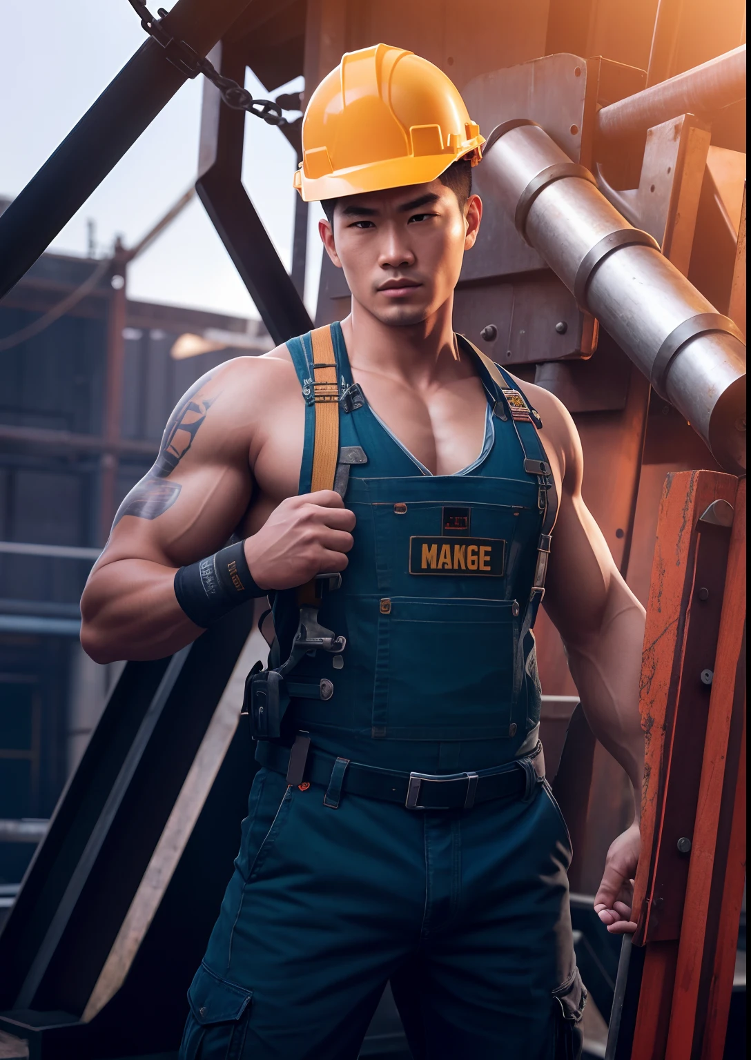 Strength, Confidence, Chinese, Manliness, Steel, Man, Labor Day, Brave Strong Worker, Factory Labor, Hammer of Life, ((Slim, Petite)), Photorealism, Photo, Masterpiece, Realism, Realism, Realism, High contrast, Photorealistic Digital Artstation 8k HD Realistic Detailed, Detailed, Detailed, Detailed, skin texture, super detailed, realistic skin texture, armature, best quality, super high resolution, (realism: 1.4), high resolution, detailed, raw pho to, sharp by lee image realistic digital art station 8k HD jeffries nikon d850 film stock photo 4 kodak portra 400 camera f1 .6 lens rich colors ultra realistic realistic texture dramatic lighting unreal engine art station cinestill 800 trending,