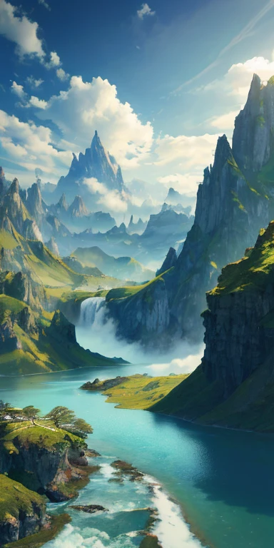 There are colder peaks above
you; warmer valleys below. The landscape bears all the
hallmarks of glaciation; bare peaks ground back to the
bedrock; classically u-shaped valleys. There are signs of
life; scatterings of dark-leafed trees in the valleys, but only
mosses and lichens across the heights. The winds are
clearly fierce up here - scouring the rock and scree.