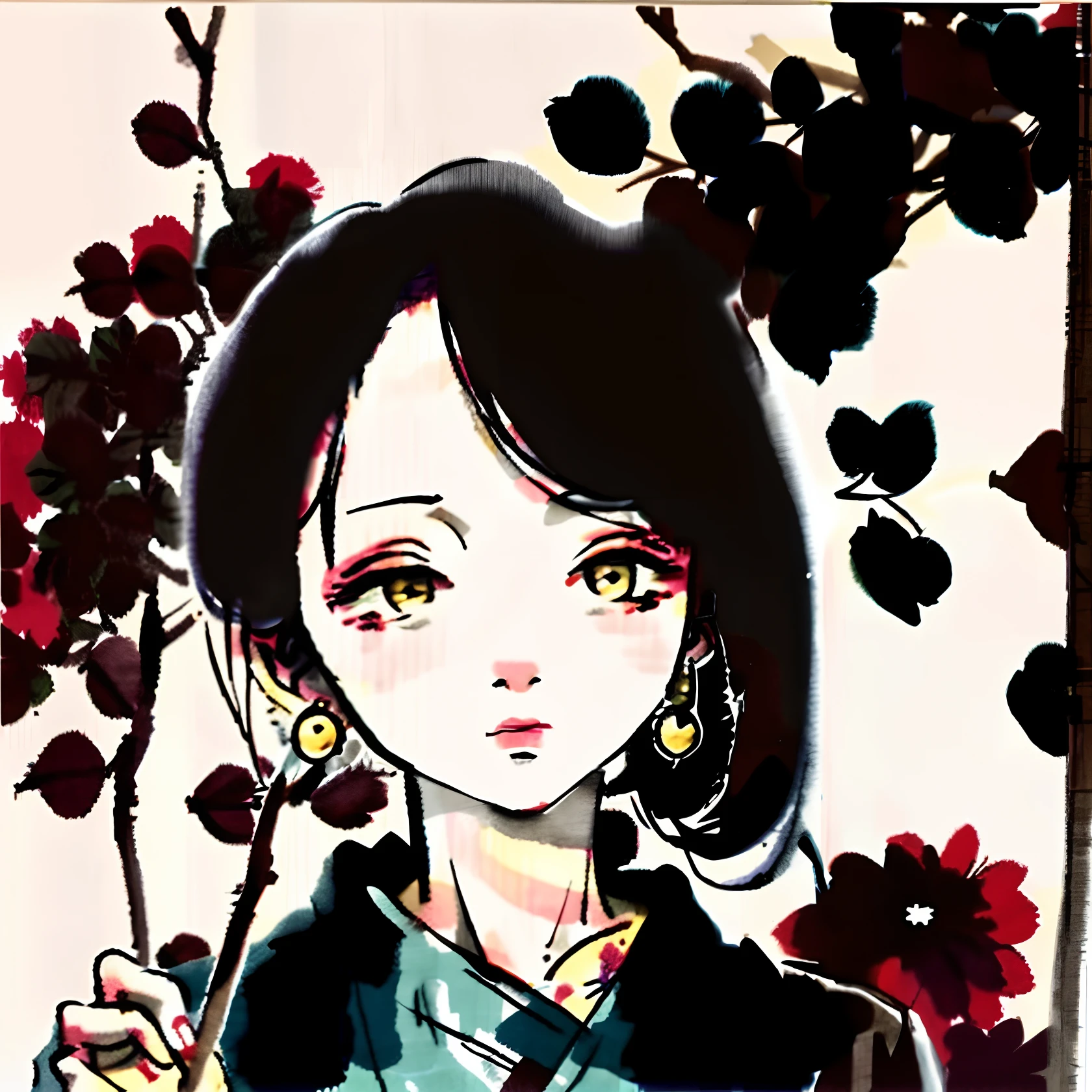 Chinese painting of Tao Yuanming picking chrysanthemums