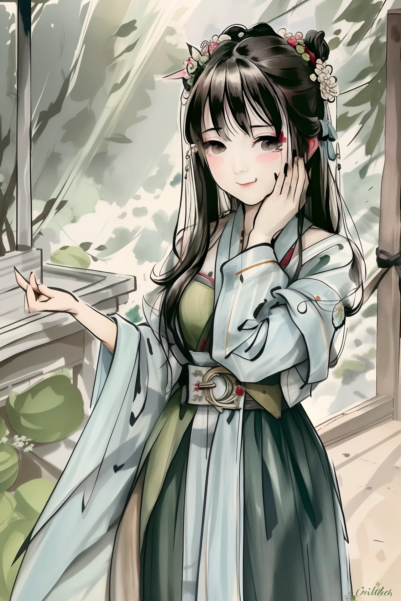 A young farmer&#39;s wife in Qing County, frivolous, follow her husband&#39;s control, inseparable. Always laugh at each other, don&#39;t avoid people, or stay together in the melon garden on summer nights. All of them are thin and swaying. But to others, the face is as cold as iron. Or if you choose it privately, you will definitely refuse it. Later, when he was robbed and robbed, he suffered seven knives and was still criticized. He died without defilement. They were all shocked by their chastity. traditional Chinese painting