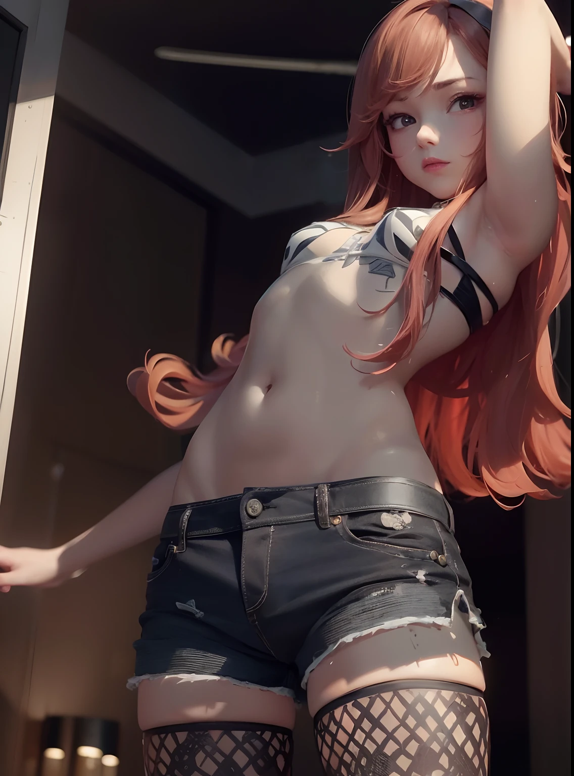 ((medium chest, help him, small head)), bare upper body, (minus belly: 1.1), (perfect body: 1.1), (wavy short hair: 1.2), auburn hair, chain, full body, exercise, sweat, femboy , futa ((shorts)), (extreme CG 8k wallpaper), (exquisite), (masterpiece), (best quality: 1.0), (ultra high resolution: 1.0), best lighting, perfect lightning, realistic shadows, [high resolution rate] detailed skin, super detailed (((color)))
