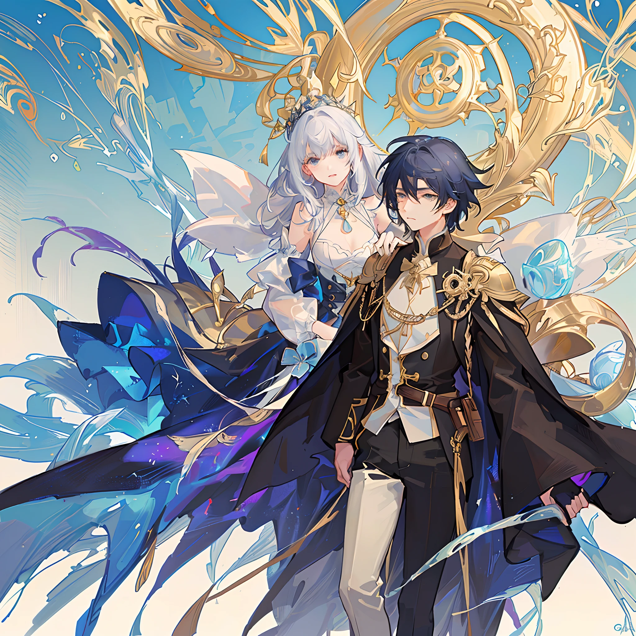 A boy and a girl., masterpiece, an aura, High quality, High quality, HD