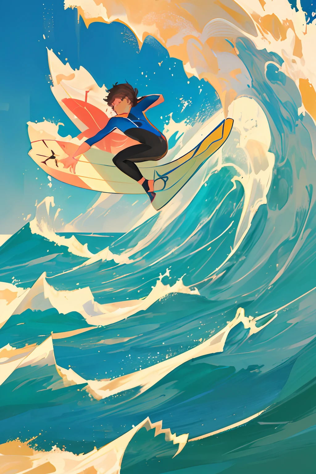 A surfer tumbles through the waves