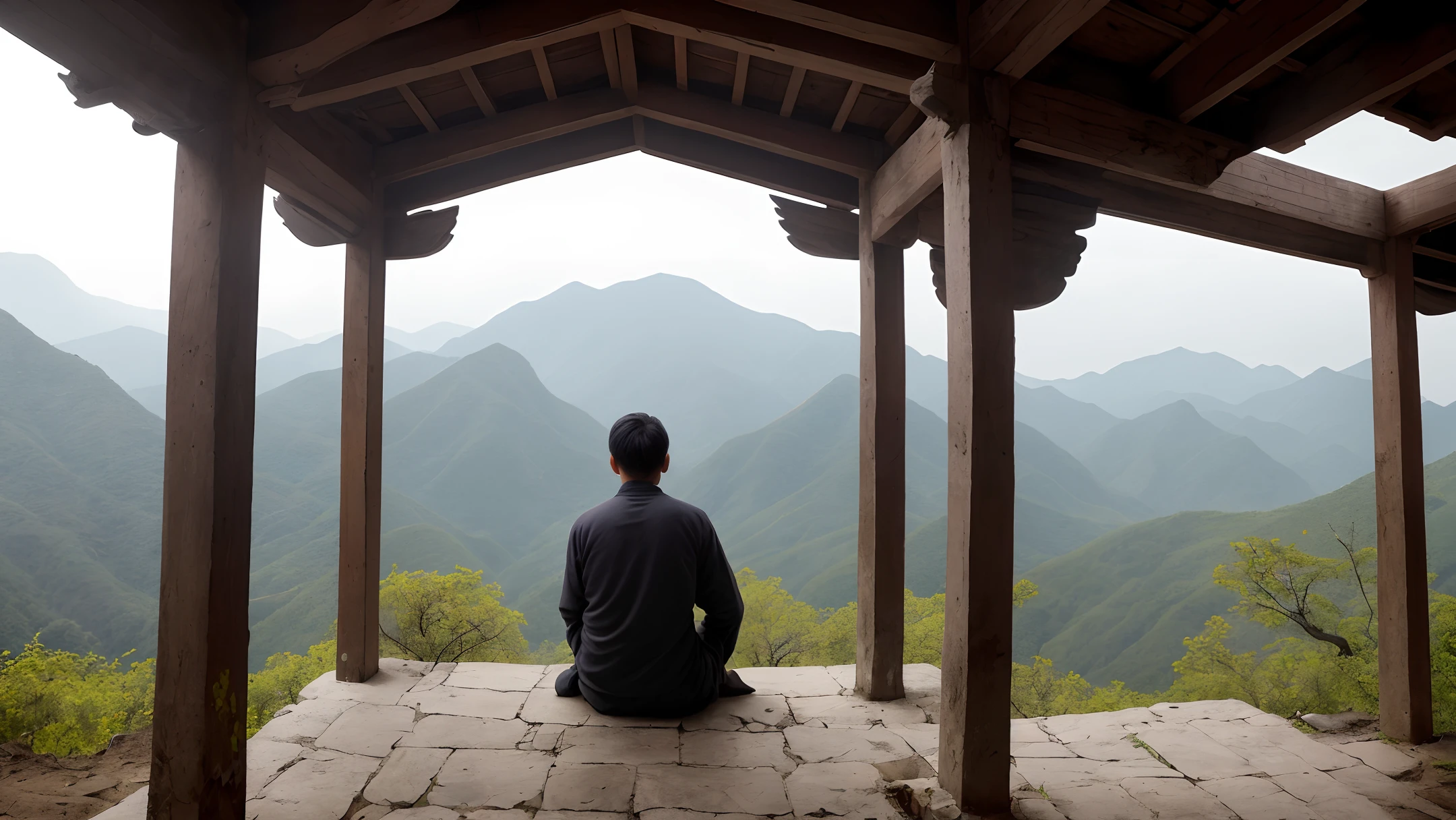 A traveler on the mountain at dusk took shelter from the rain and entered an abandoned temple. There was already one person sitting under the eaves. Watching closely, it is his dead uncle, who is horrified and wants to avoid it. His uncle stopped him urgently and said: "Because I have something to tell you, so I treat you like this. If you don't harm you, don't be afraid. After I died, your aunt lost your grandmother's favor, and she was always unreasonable. Although your aunt accepted it without hesitation, However, with hatred in my heart, I steal and curse in places where there is no one. I am Wu Bo in Yincao, and there are countless people who have seen the earth god report. Based on your words, I will refrain from reforming. If you don’t regret it, you may inevitably fall into the mud plow." End and perish. When the villagers returned, they told their aunt that although there was nothing wrong with her, she became terrified and ashamed. traditional Chinese painting