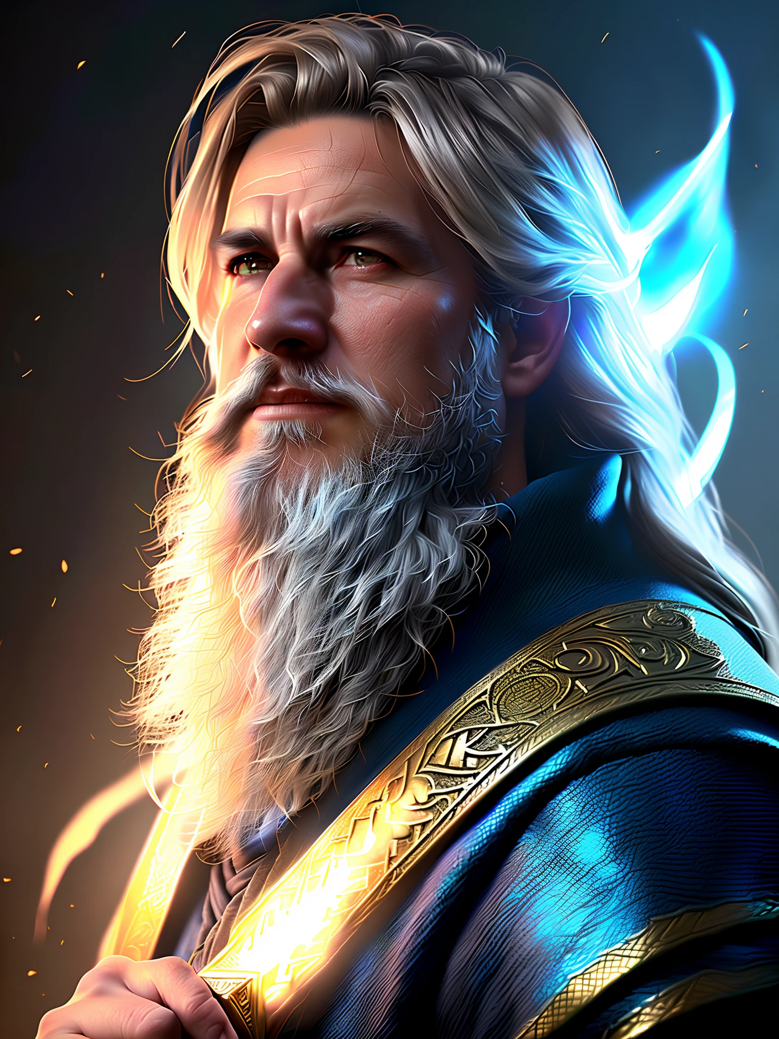 8k hyper realistic rendered dynamic lighting cinematic portrait handsome wizard mage warrior ready to fight