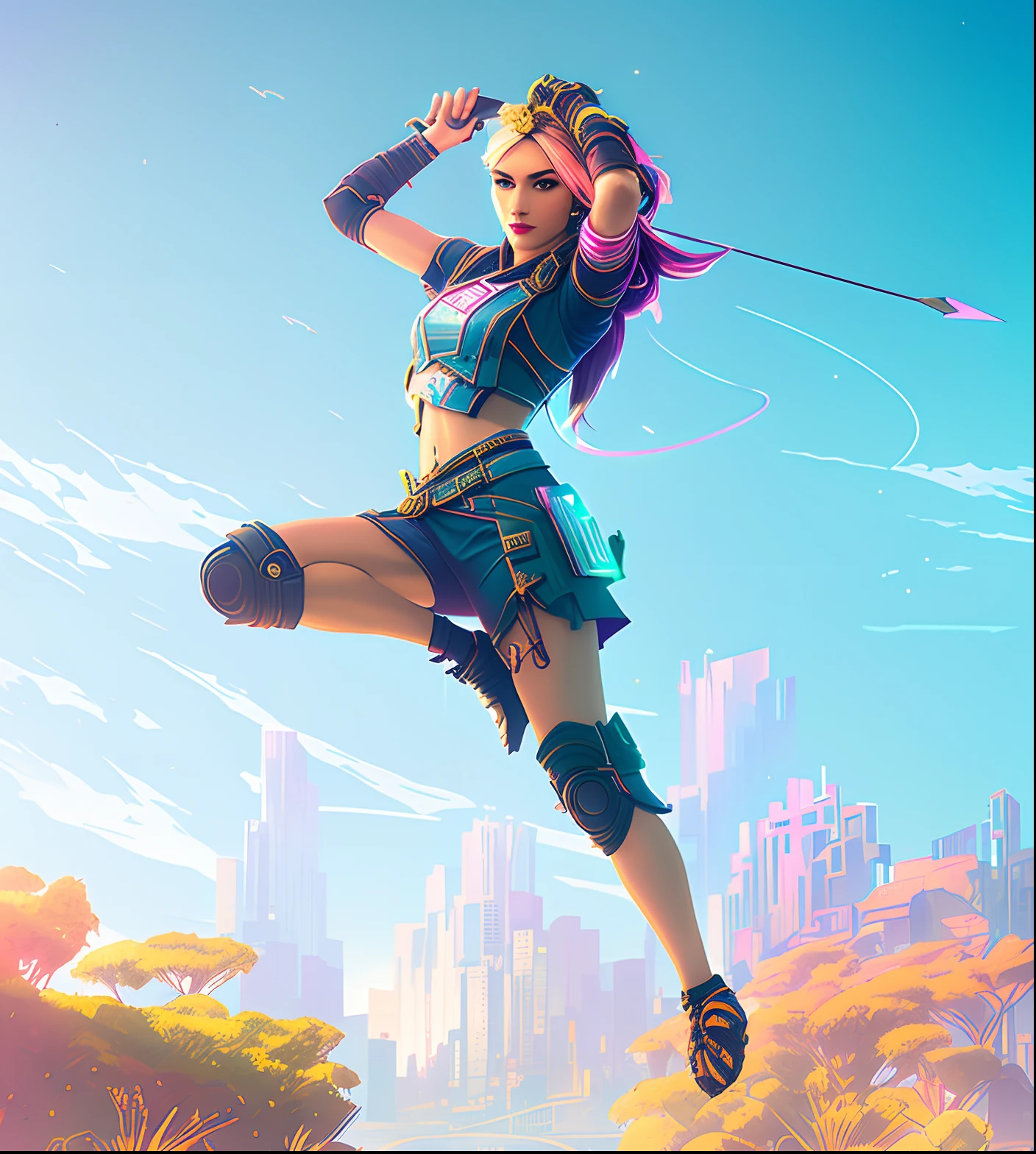 snthwve style nvinkpunk (symmetry:1.1) (portrait of floral:1.05) a woman as a beautiful goddess, (assassins creed style:0.8), pink and gold and opal color scheme, beautiful intricate filegrid facepaint, complex, elegant, rich in details, digital painting, artstation, concept art, fluid, sharp focus, illustration, art by greg rutkowski and alphonse mucha, 8k