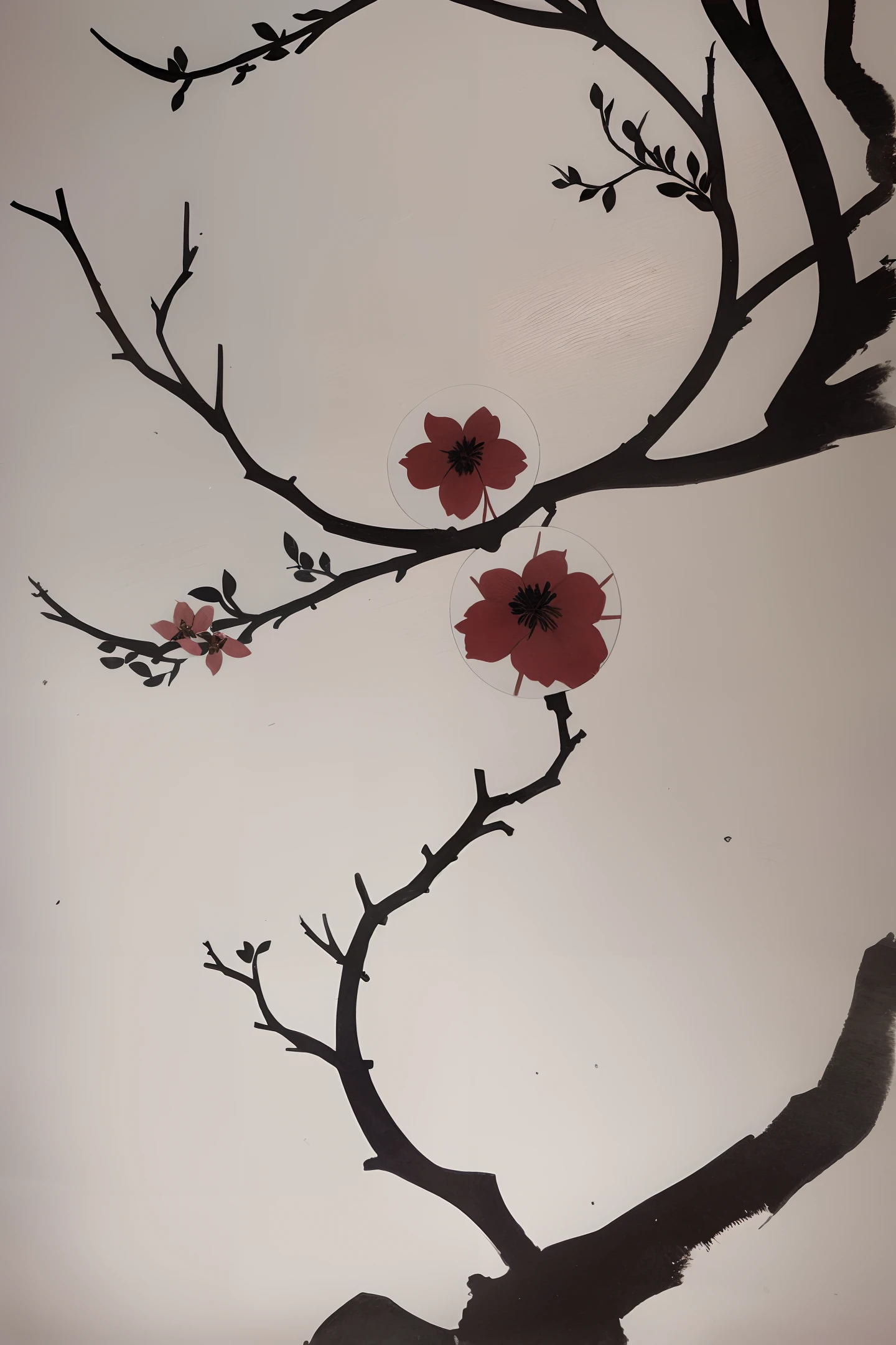 plum blossom, traditional chinese ink painting,Blank space padding