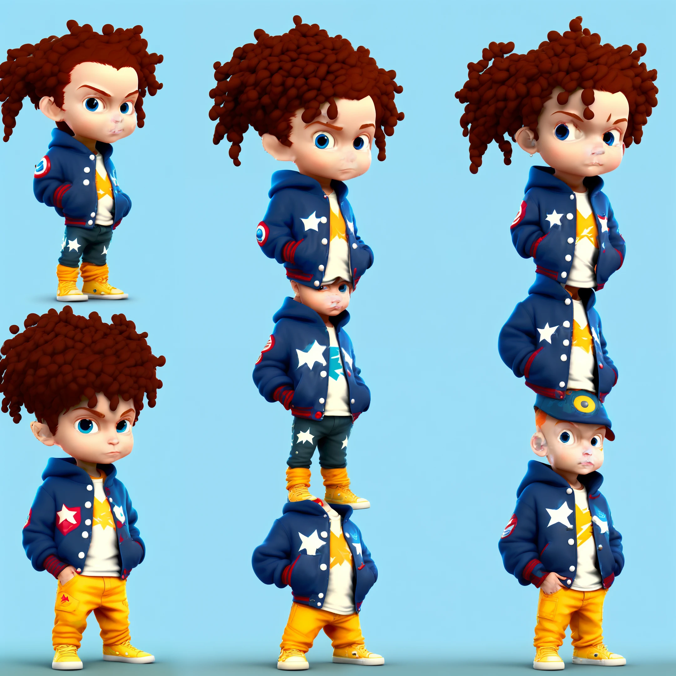 (same character, front, side, back), simple background, full body cbzbb, chili, short guy, dreamy, surreal, super cute, trending on artstation