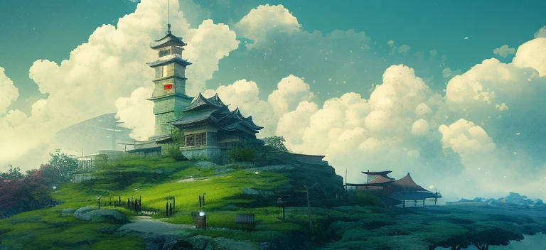 There is a small building with a gate and lantern, a detailed matte painting inspired by Ryōhei Koiso, cgsociety competition winner, shin hanga, cyberpunk japanese temple, akihiko yoshida. Unreal Engine, Rendering in Unreal Engine 5, Rendering in Unreal 5, Detailed Cinematic Rendering, Unreal Engine Rendering Concept Art.