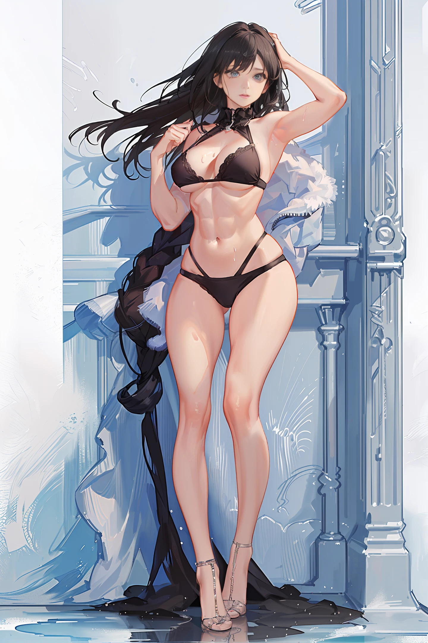 amazing body, pronounced feminine feature, busty,
curvy, big breast, juicy jug, visible, wide hips, bare shoulders and thighs, plump body, abs, muscular, belly button, sweat, skimpy dress, sexy lingerie, transparent lingerie, revealing bikini,
sweat, shower, muscular, workout, bodybuilder, fit babe,
8k wallpaper, masterpiece, absurdres, photorealistic, realistic, seductive pose,(cleavage),(bouncing breasts)