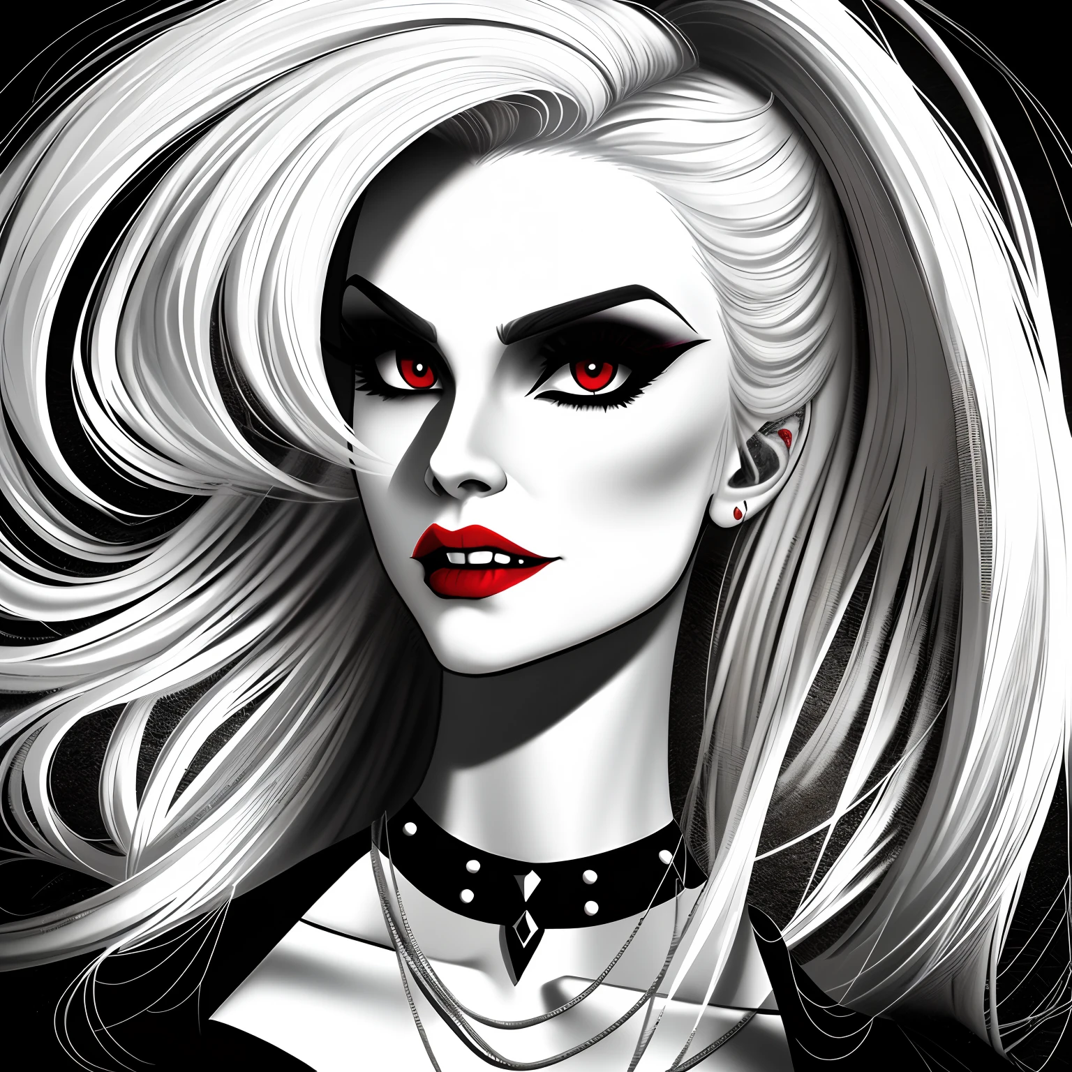 Female vampire, seductive, with fangs