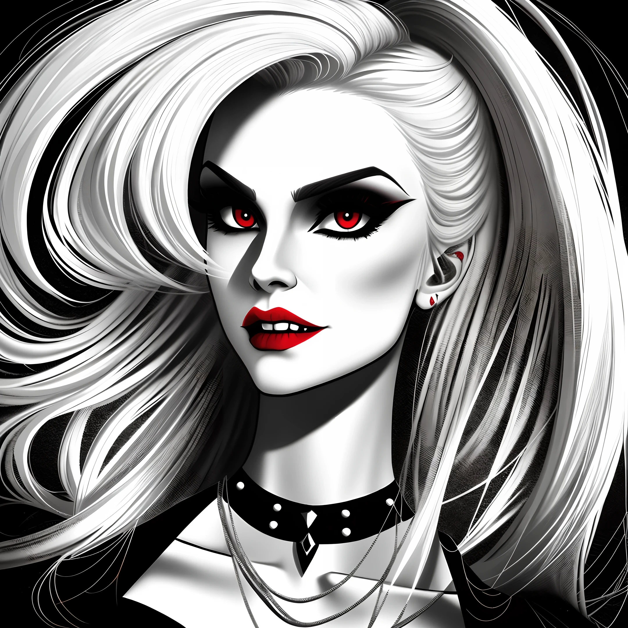 Female vampire, seductive, with fangs